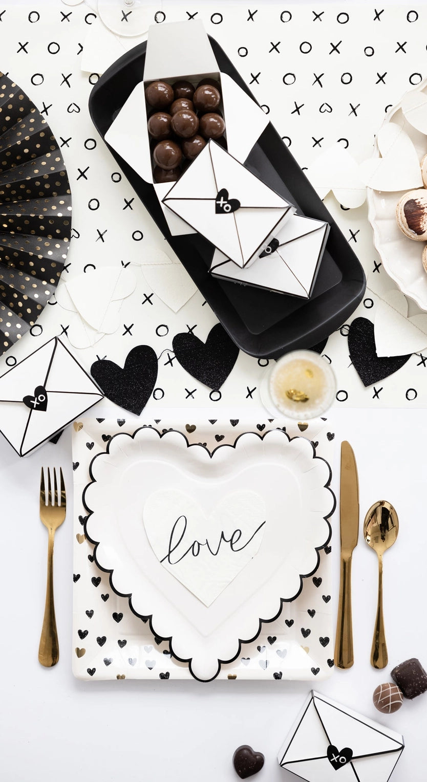 Black and white glitter heart banner