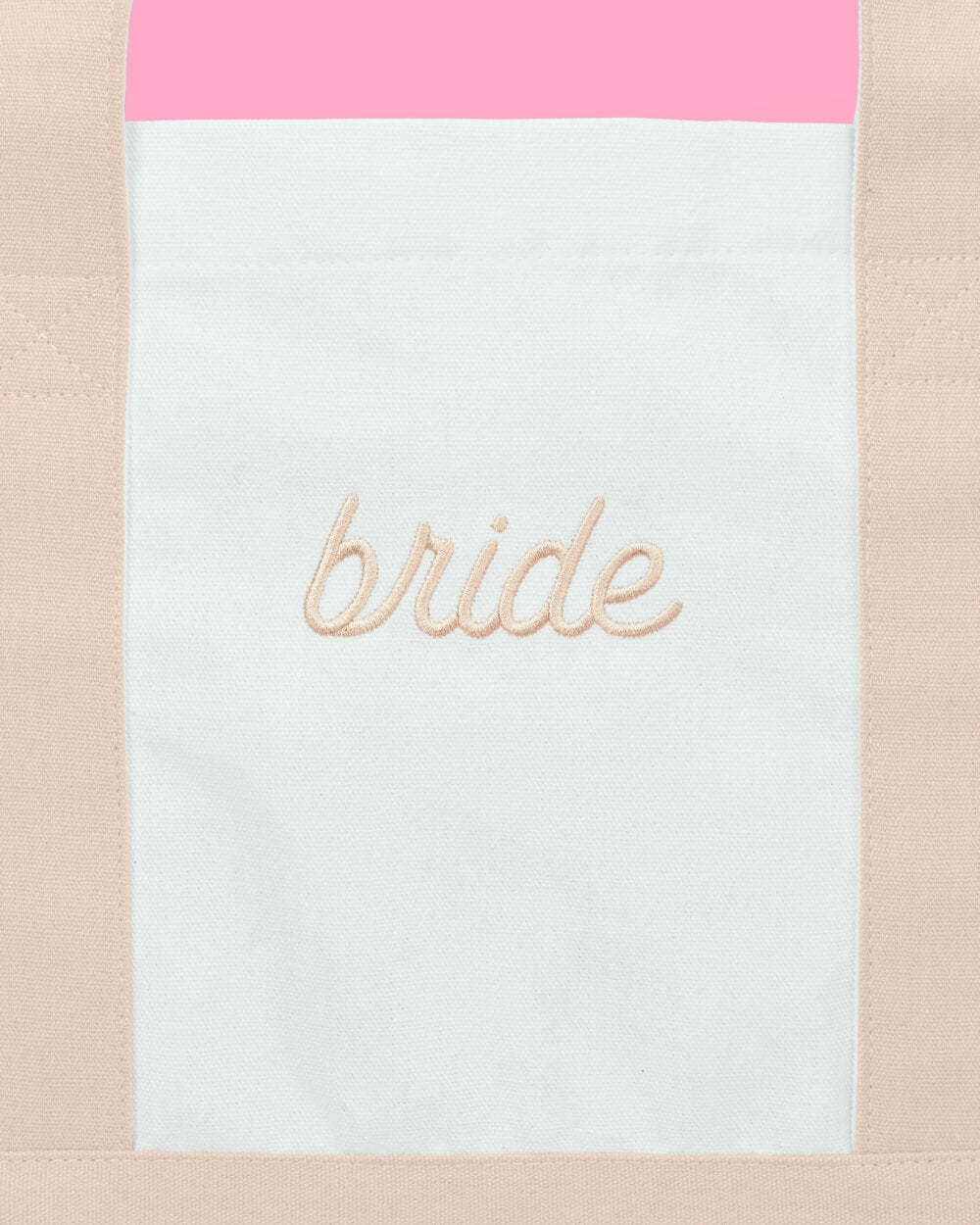 Beige Bride Embroidered Tote Bag,
