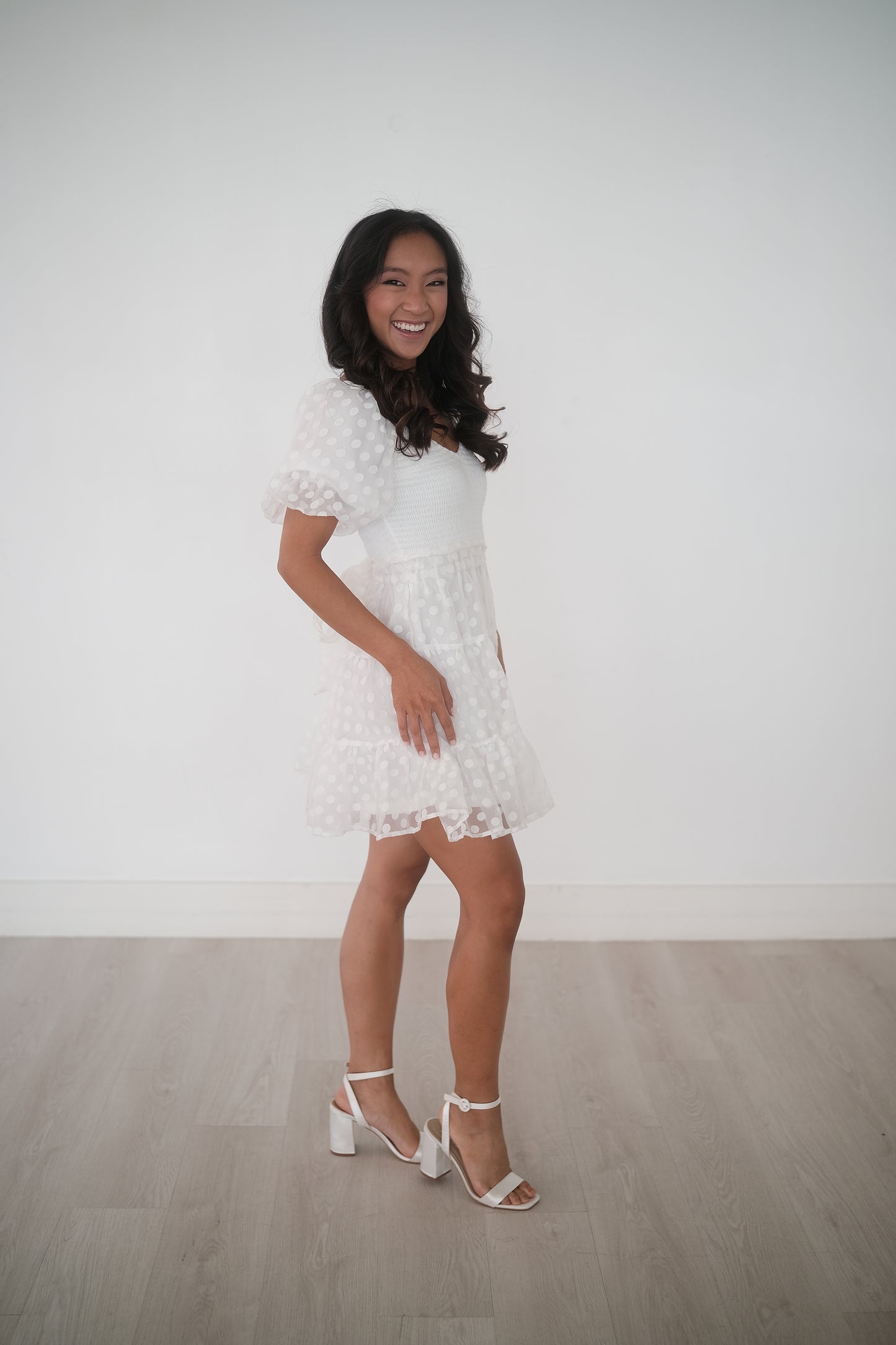 Polka Dot Puff Mini Dress