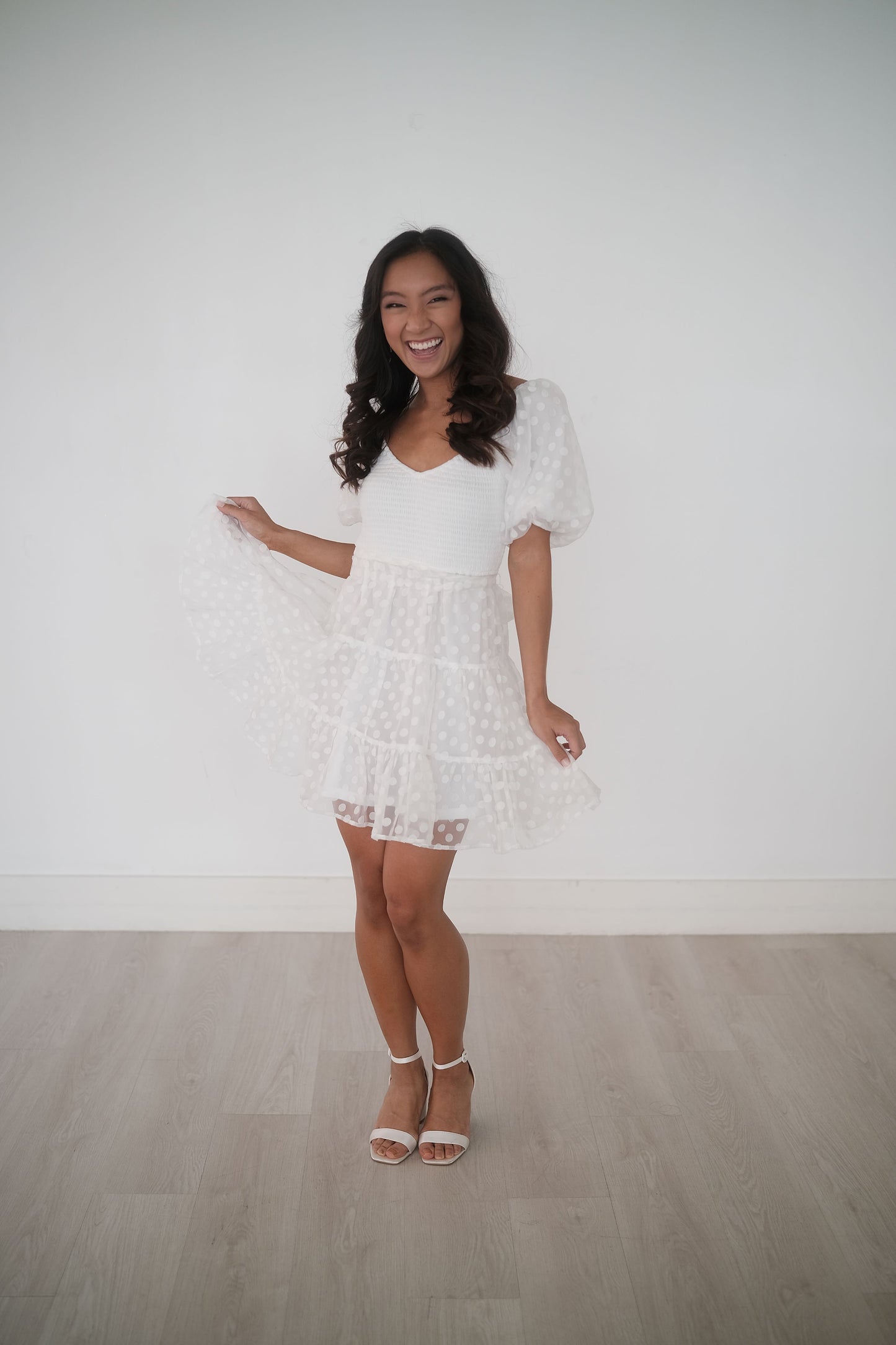 Polka Dot Puff Mini Dress