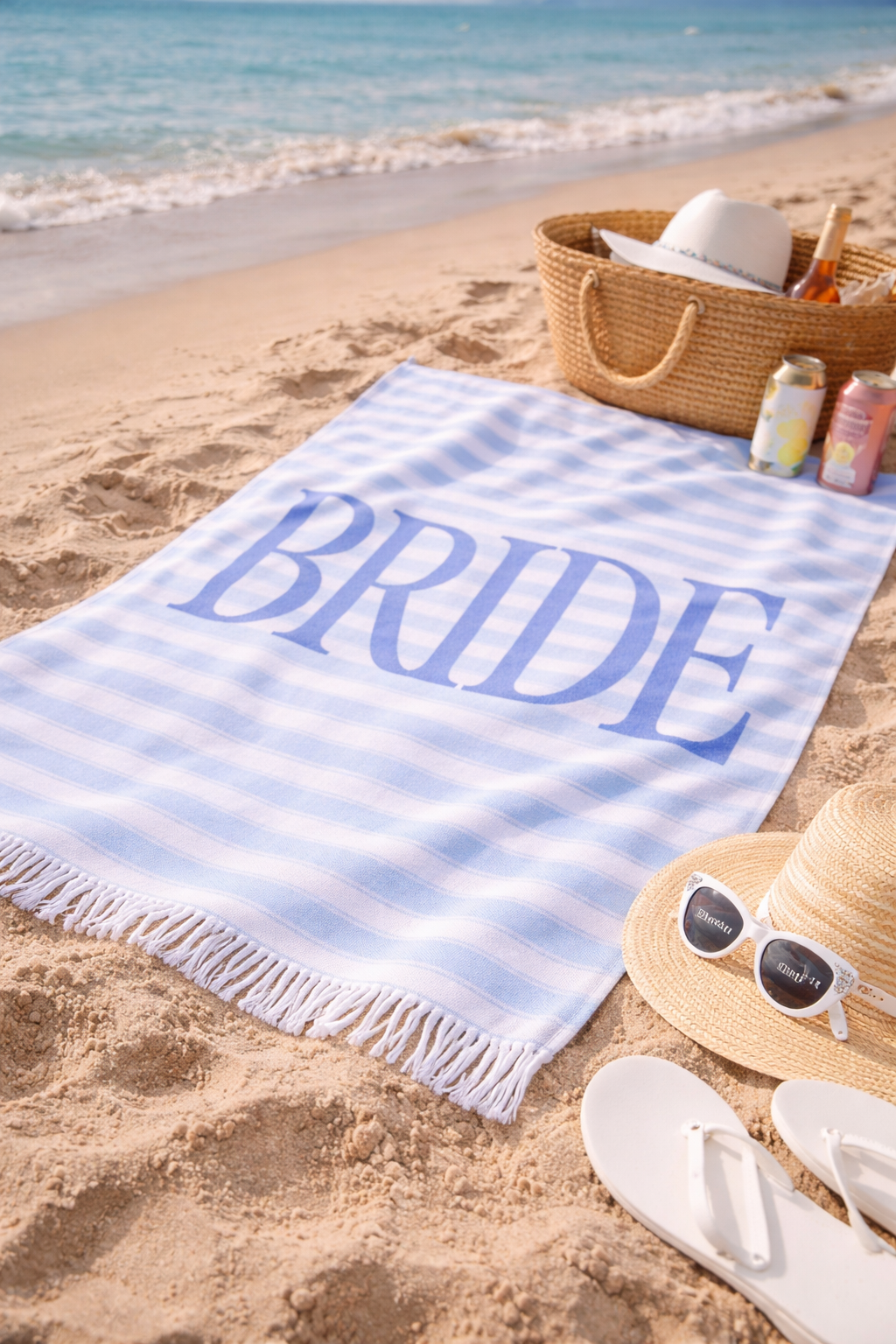 Bride Pinstripe Beach Towel