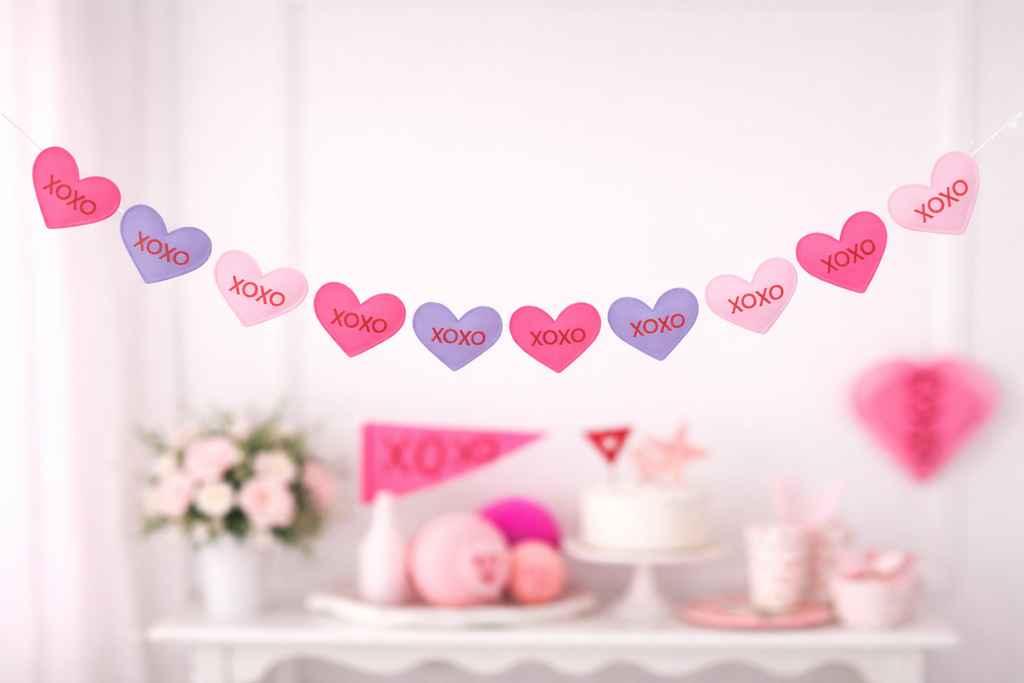 Puffy felt conversation heart banner