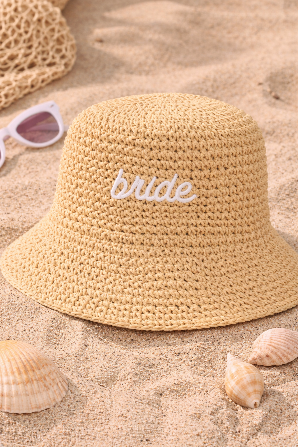 Straw Bride Bucket Hat