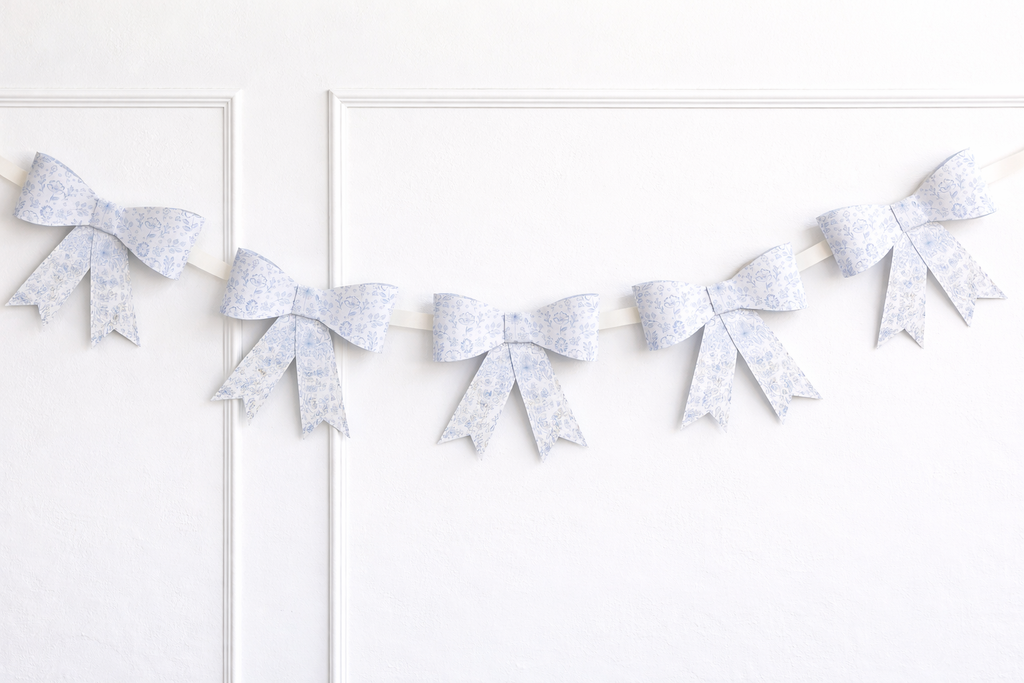Blue Floral Bow Banner