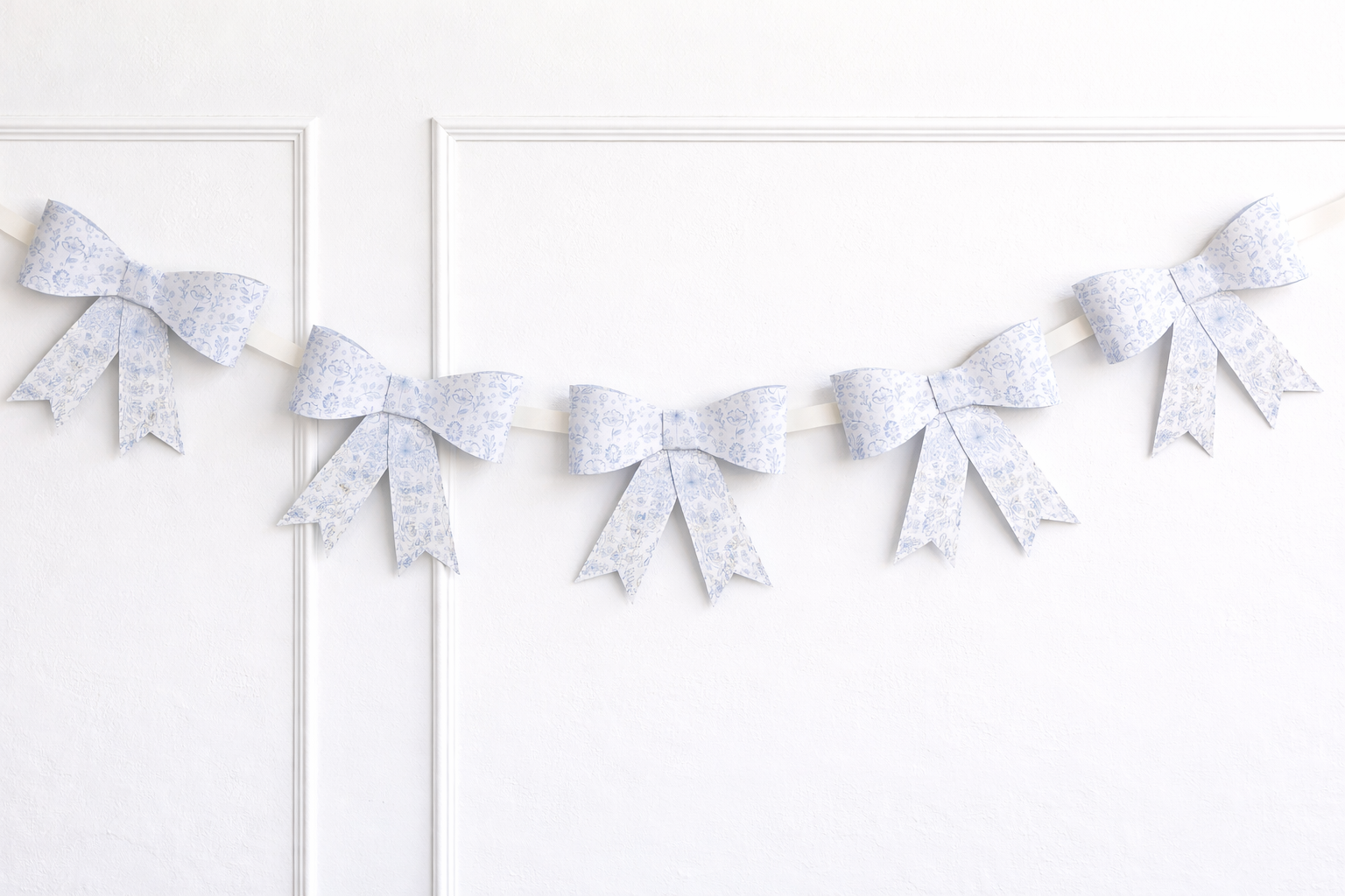 Blue Floral Bow Banner