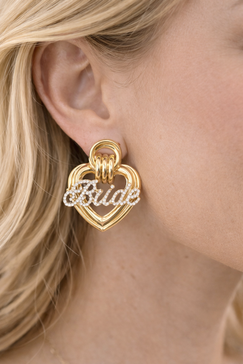 Heart of Gold Bride Earrings