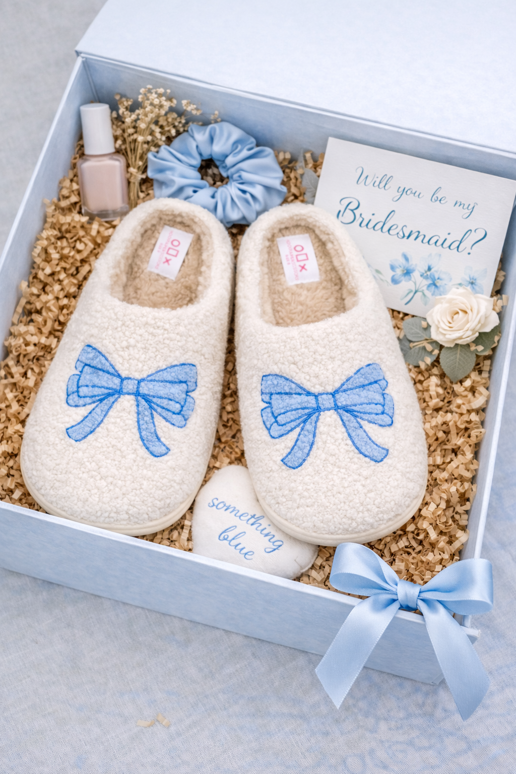 Blue Bow Slippers