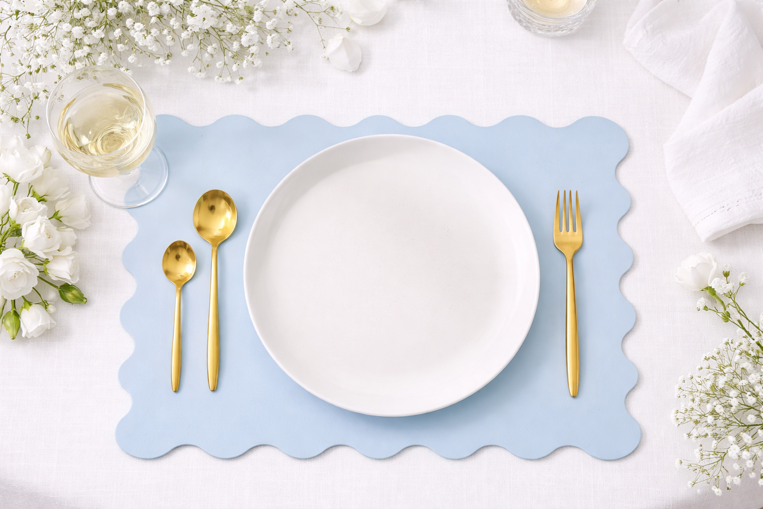 Something Blue Wavy Edge Paper Placemats