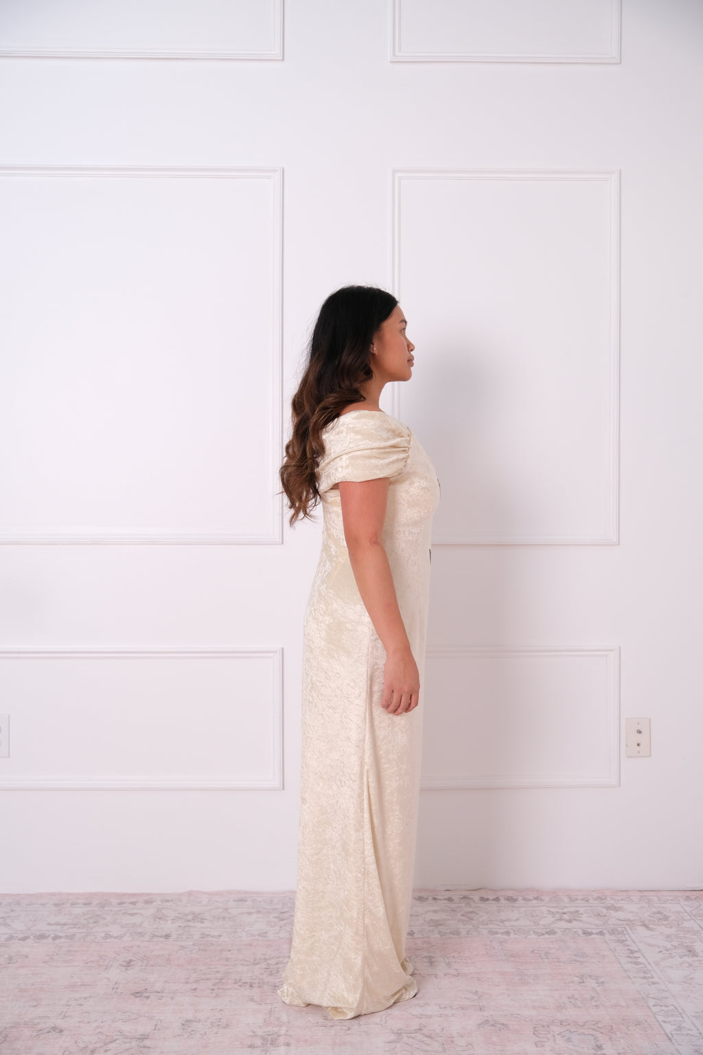 1960s Velvet Floral Gown