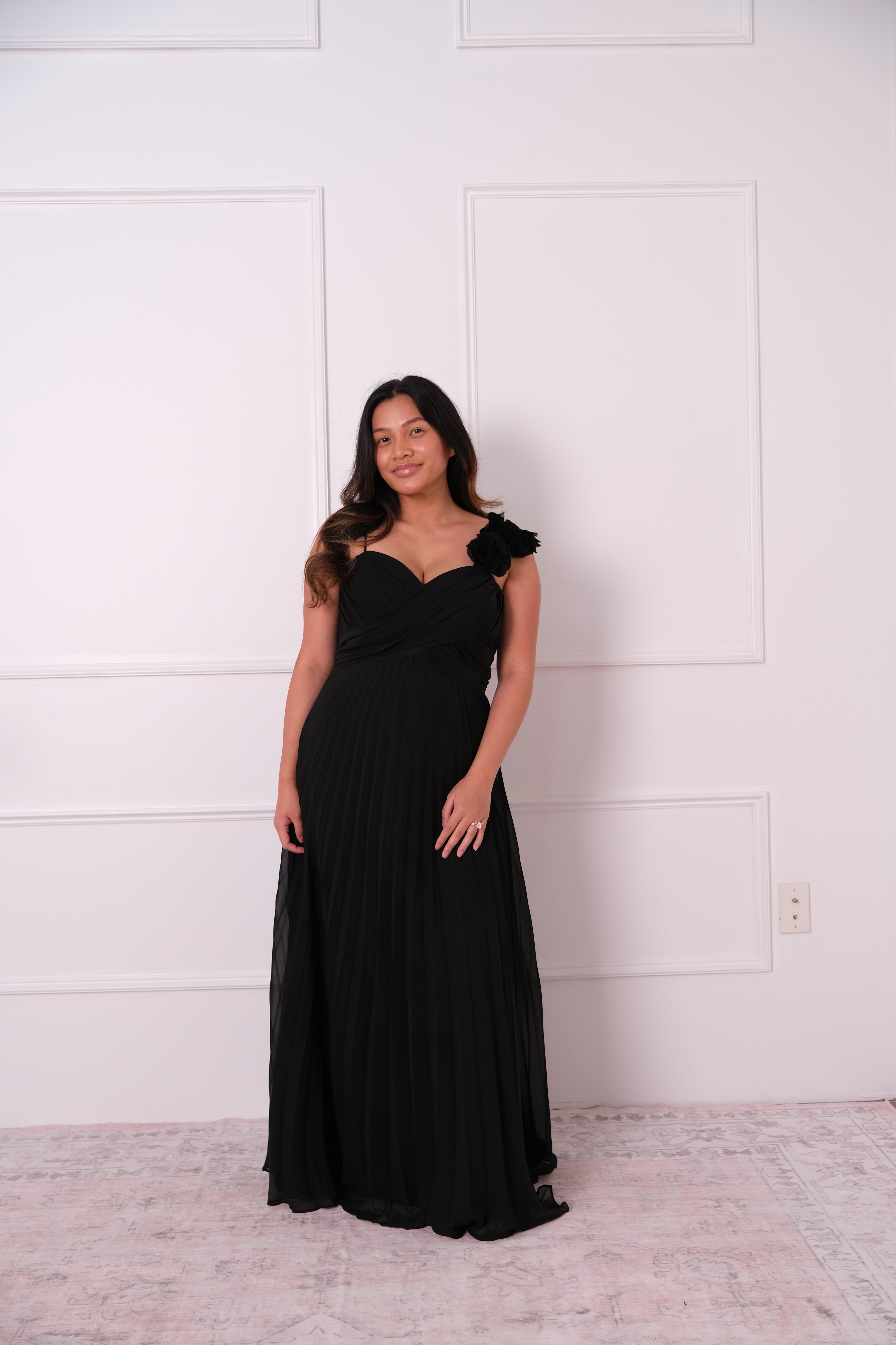 Floral One-Shoulder Evening Gown