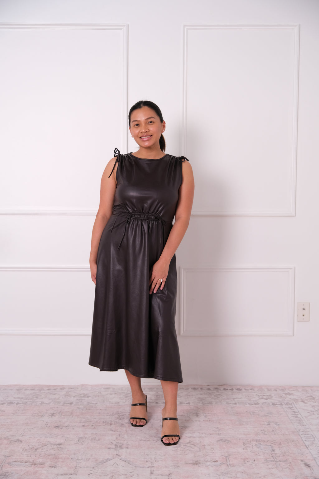 Faux Leather Midi Dress