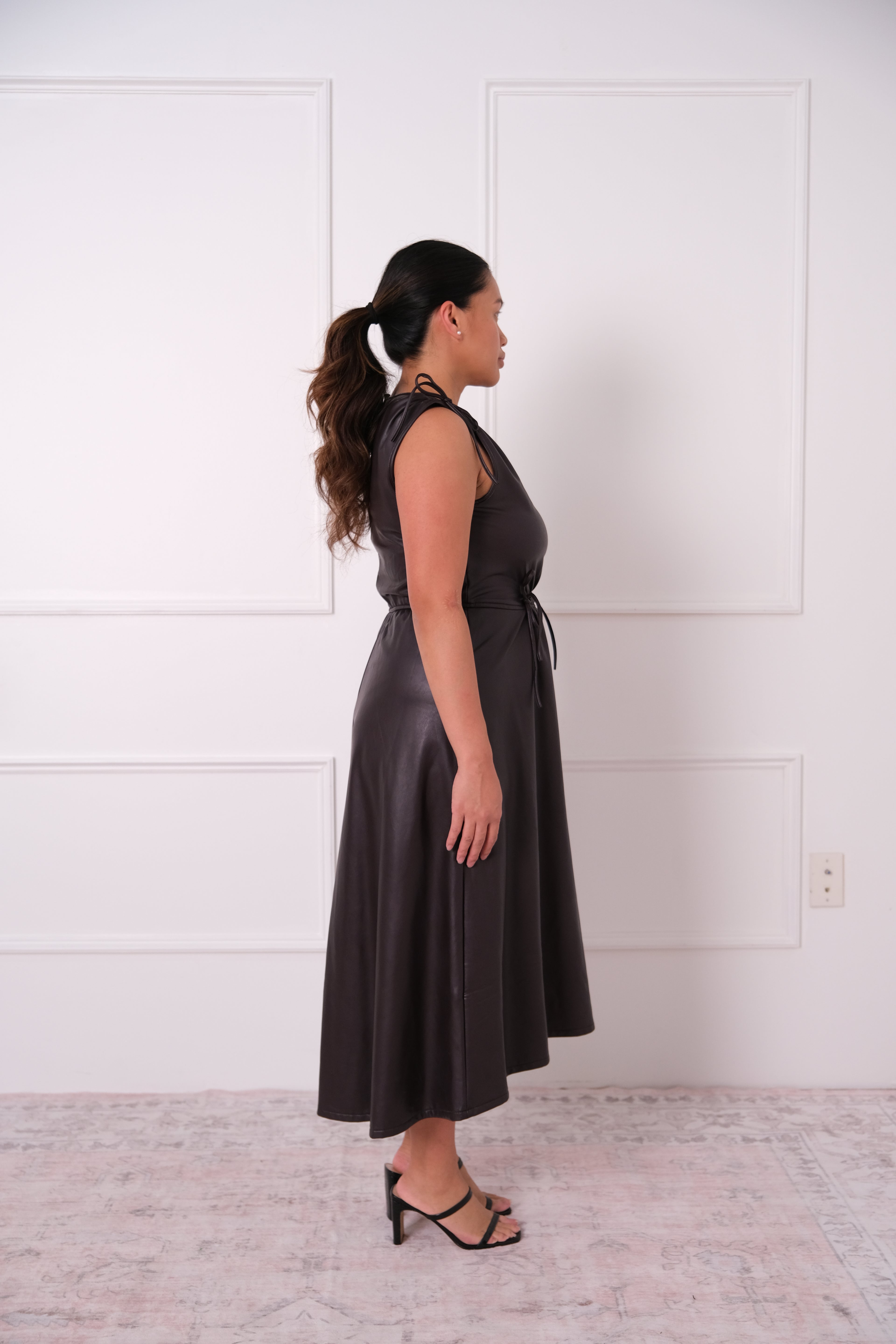 Faux Leather Midi Dress