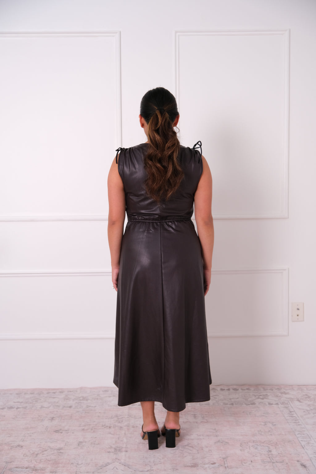 Faux Leather Midi Dress