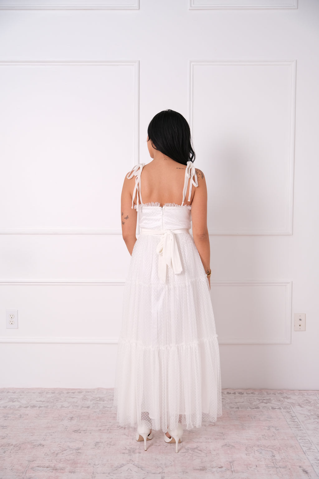 Polka Dot Bustier Tiered Midi Dress