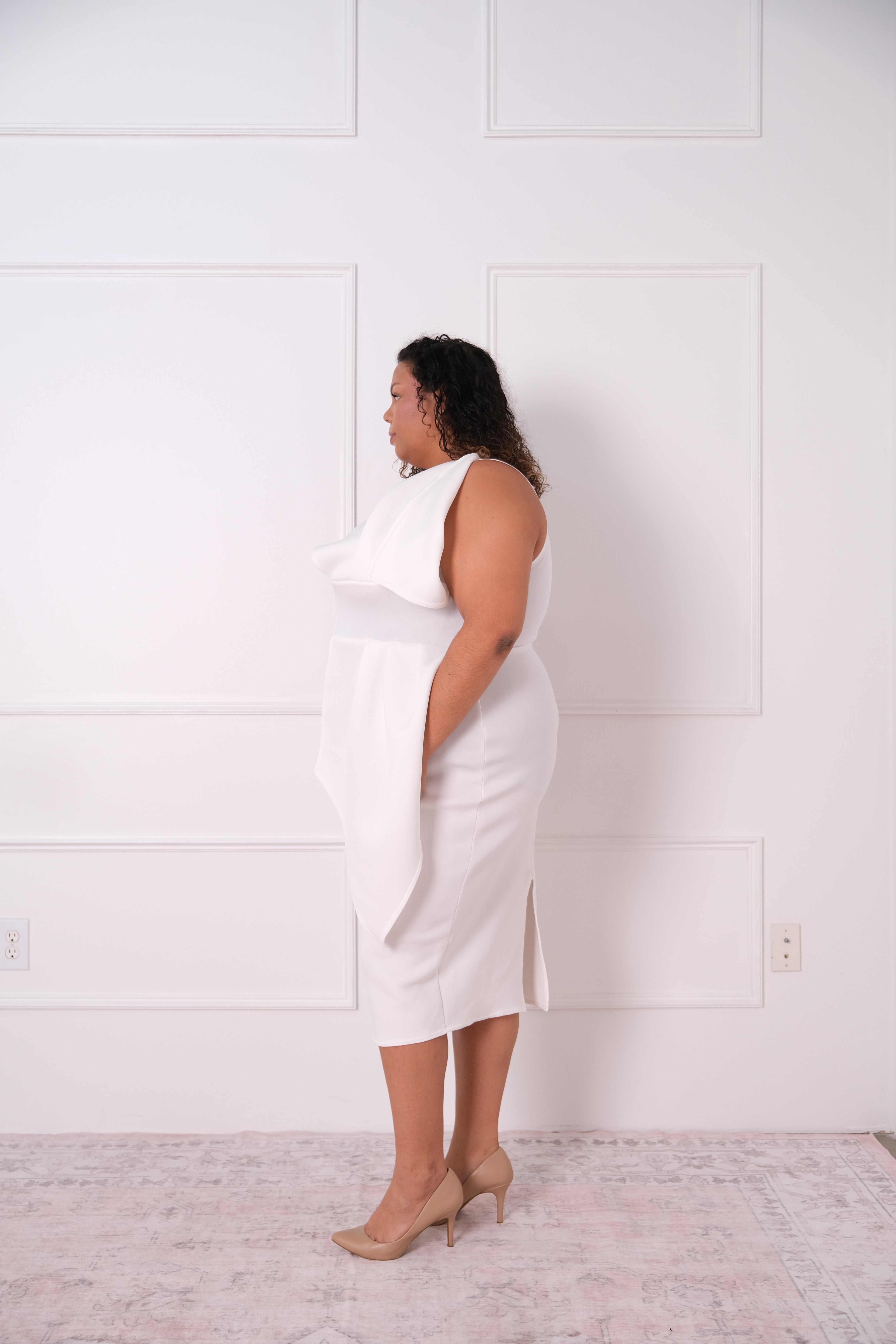 Structured One-Shoulder Midi