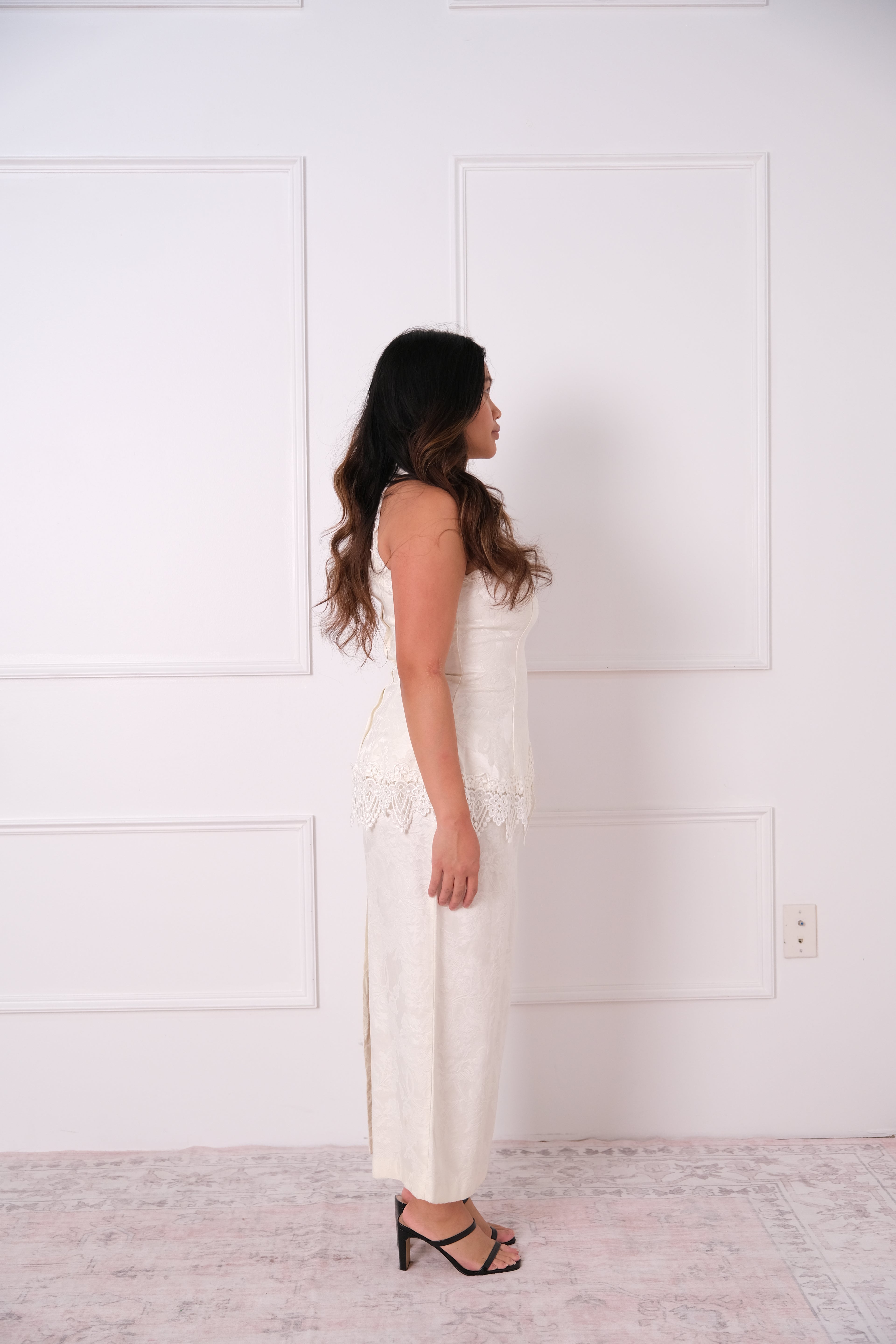 Vintage Ivory Halter Midi Dress