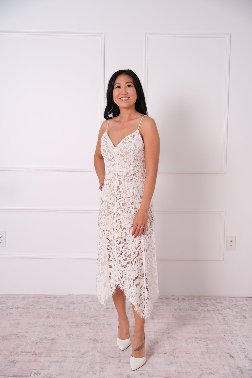 White Lace Handkerchief Midi