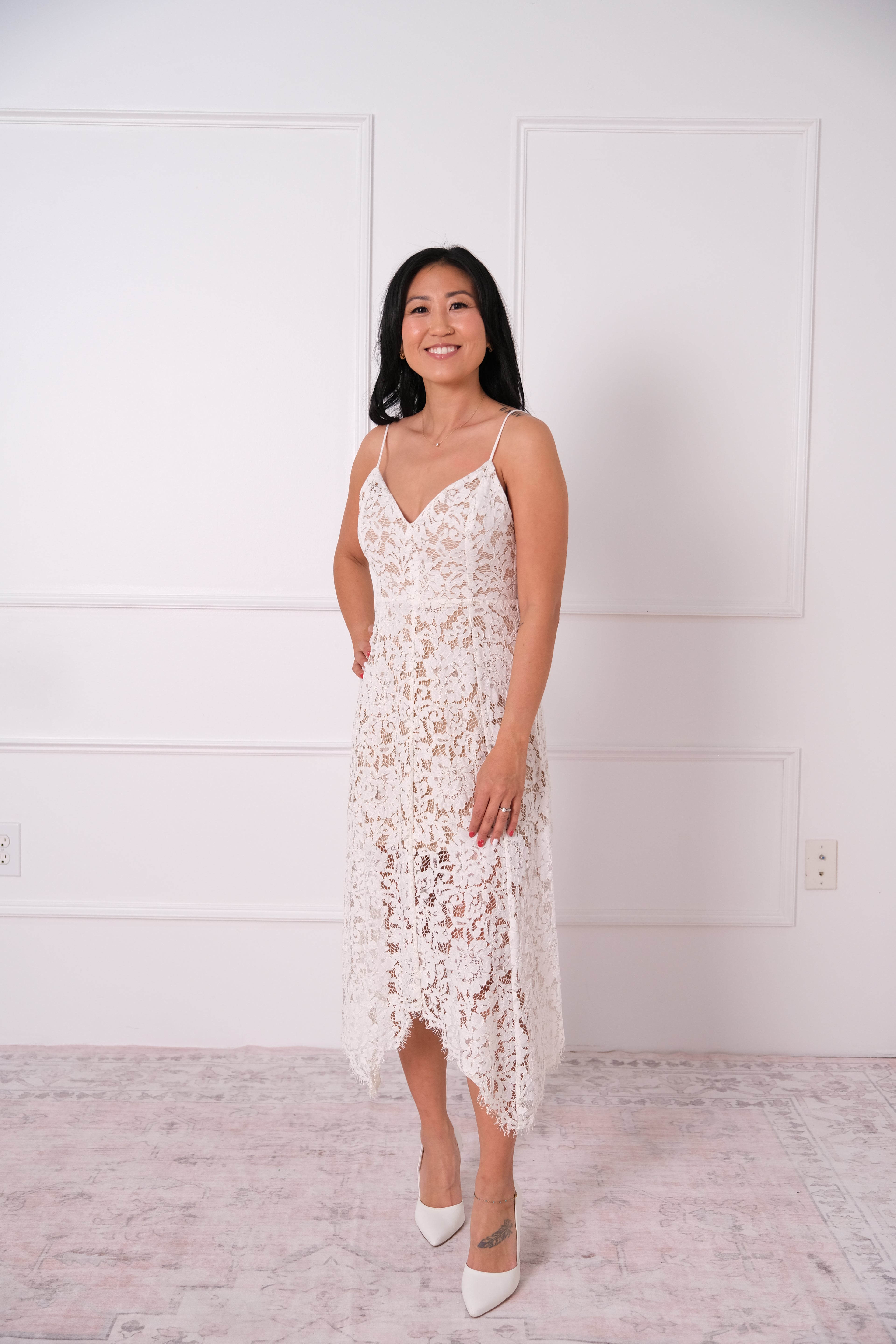 White Lace Handkerchief Midi