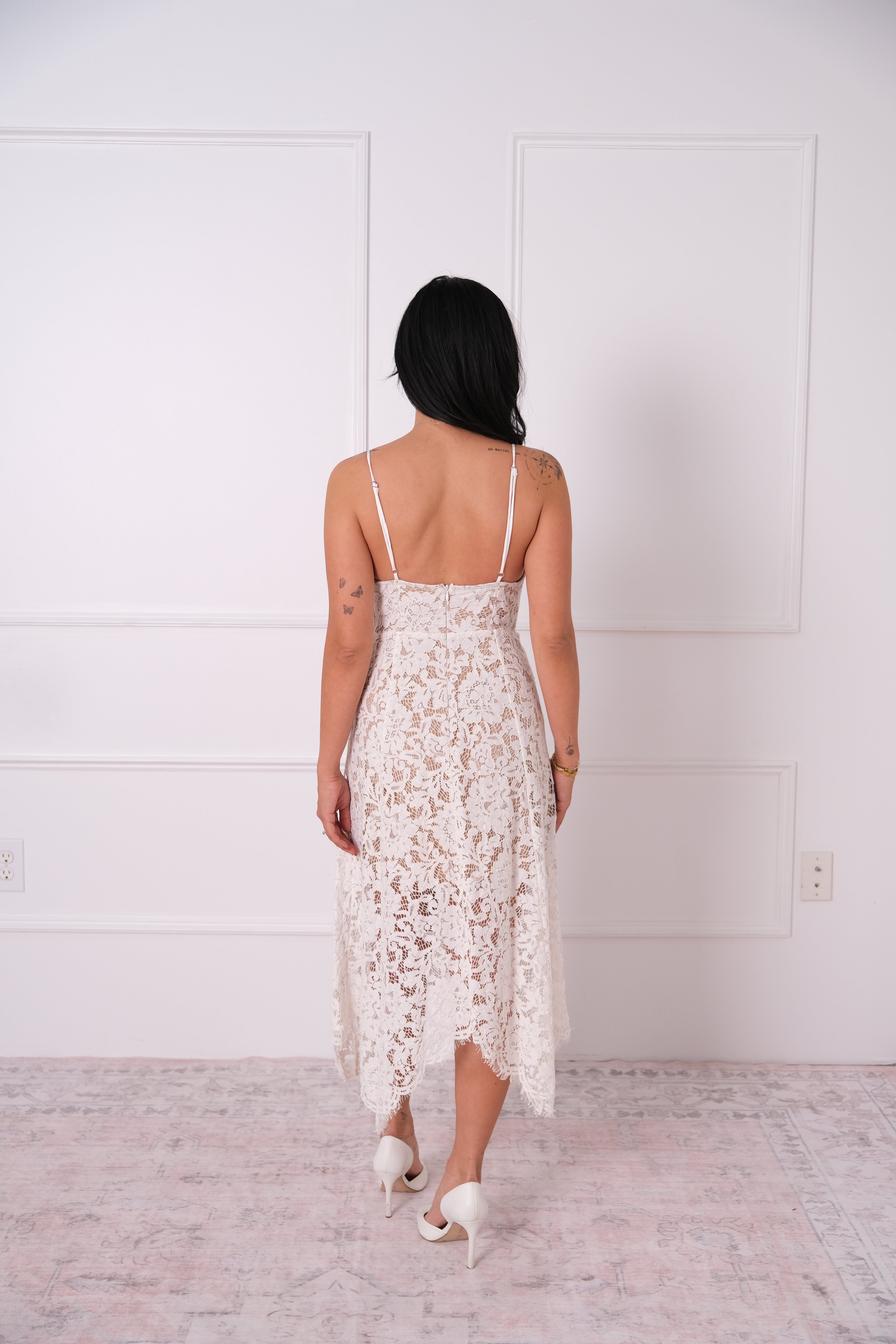 White Lace Handkerchief Midi