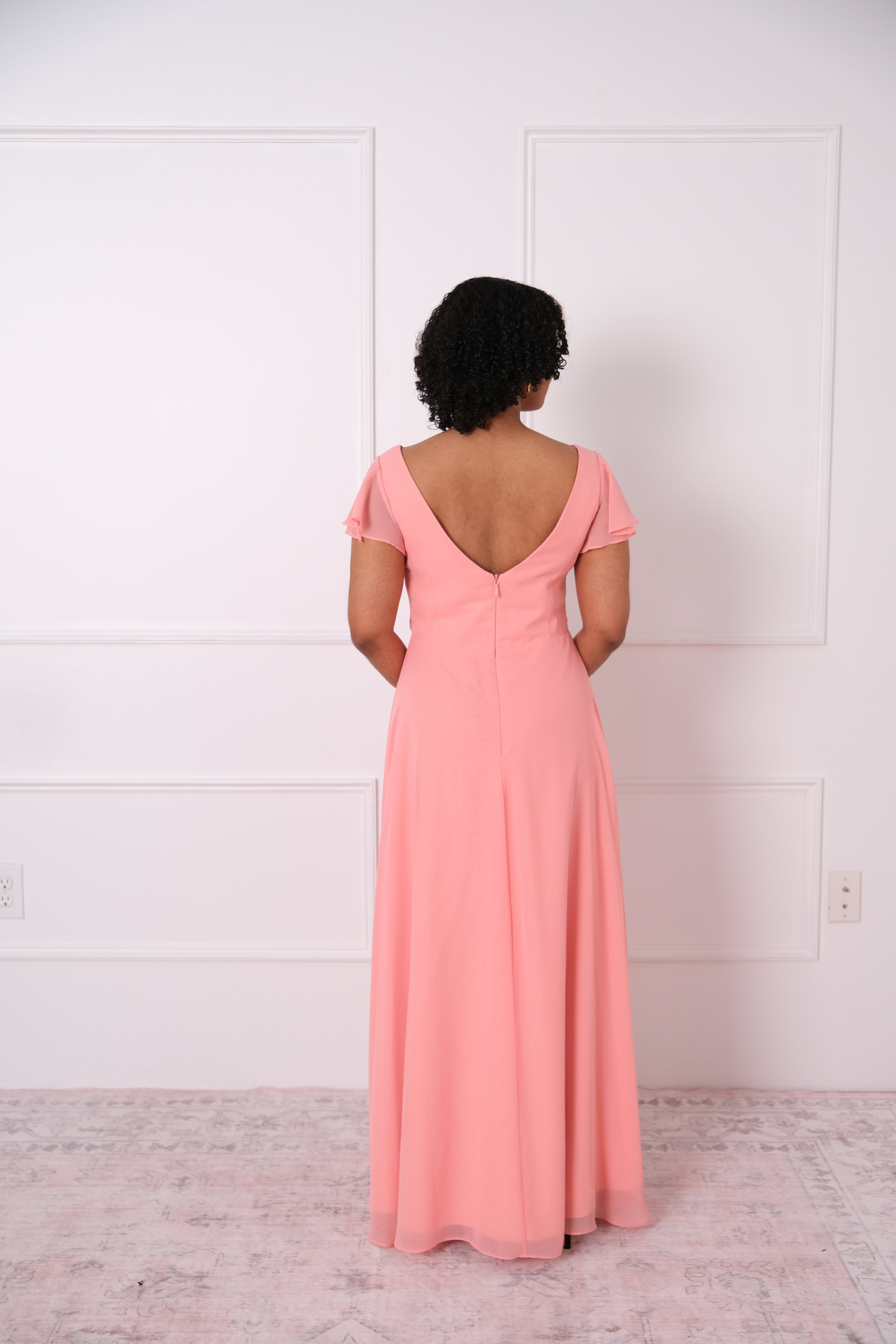 Soft Coral Flutter Sleeve Maxi