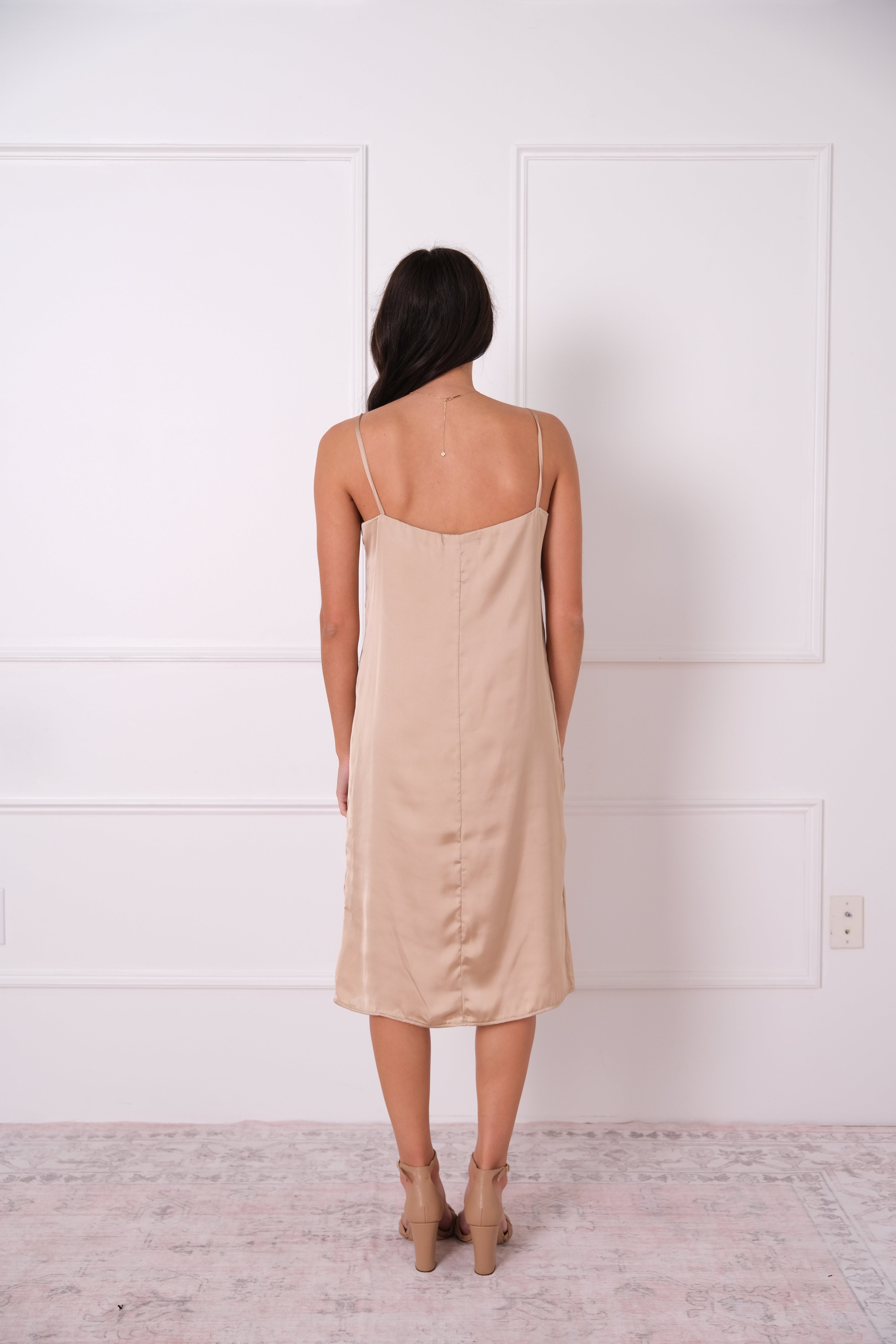 Soft Glow Satin Midi Dress