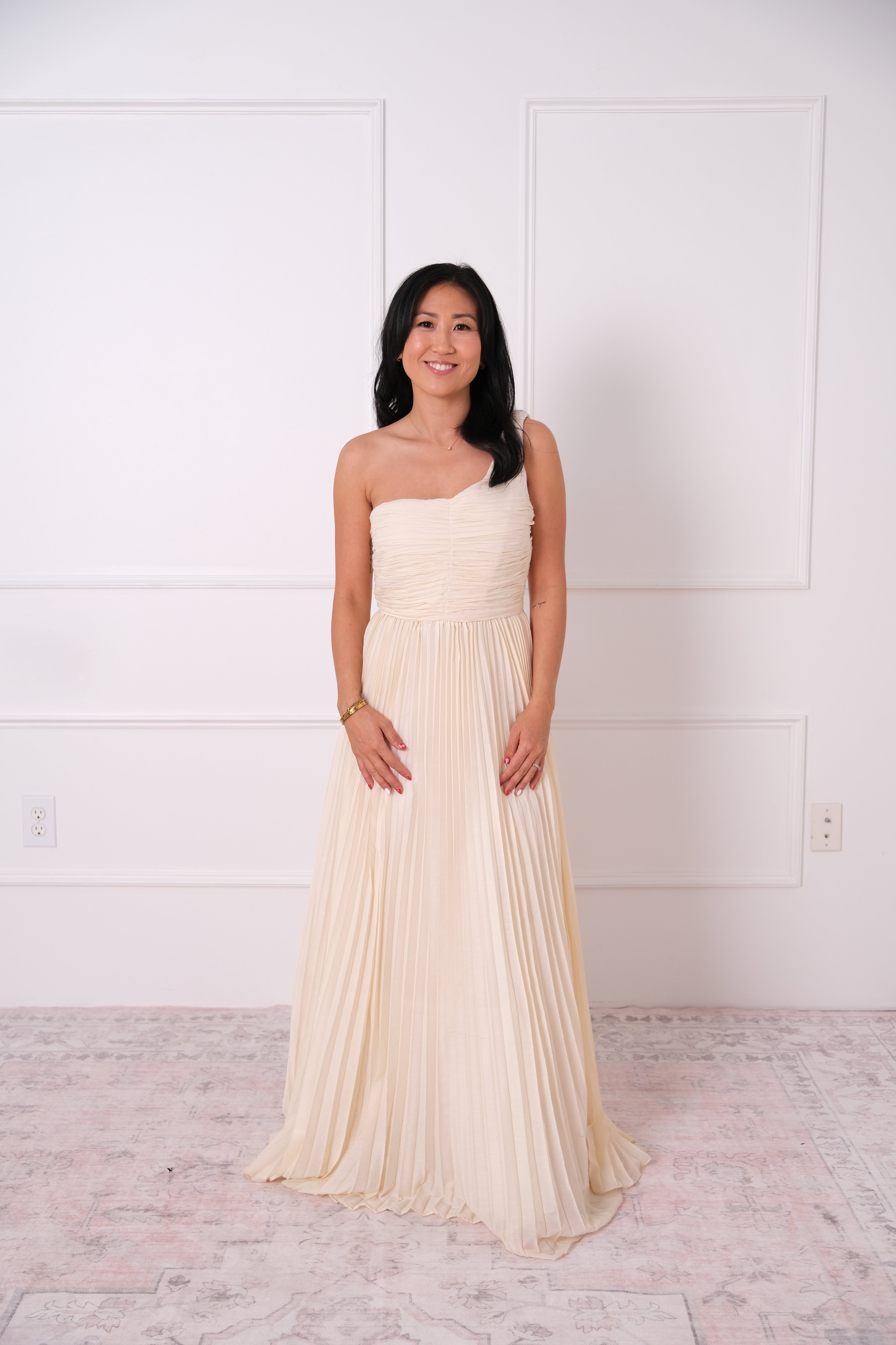 One-Shoulder Pleated Maxi