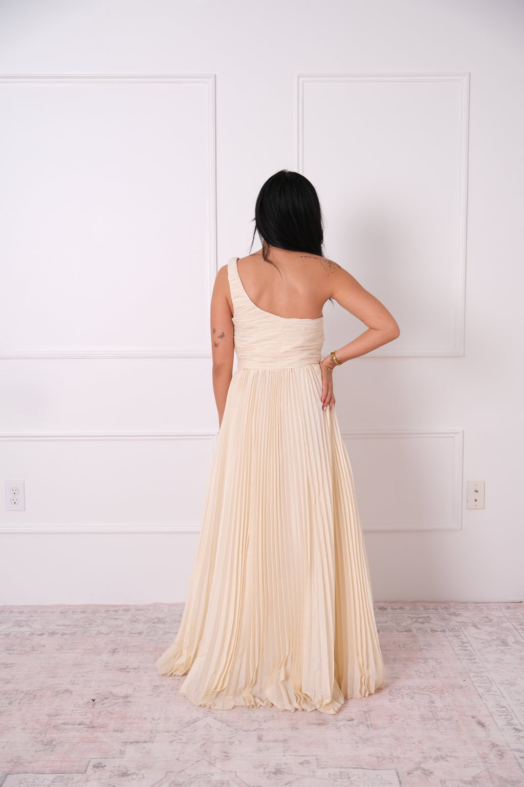 One-Shoulder Pleated Maxi