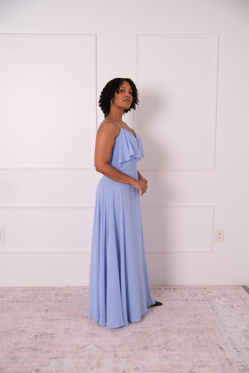 Soft Blue Ruffle Maxi Dress