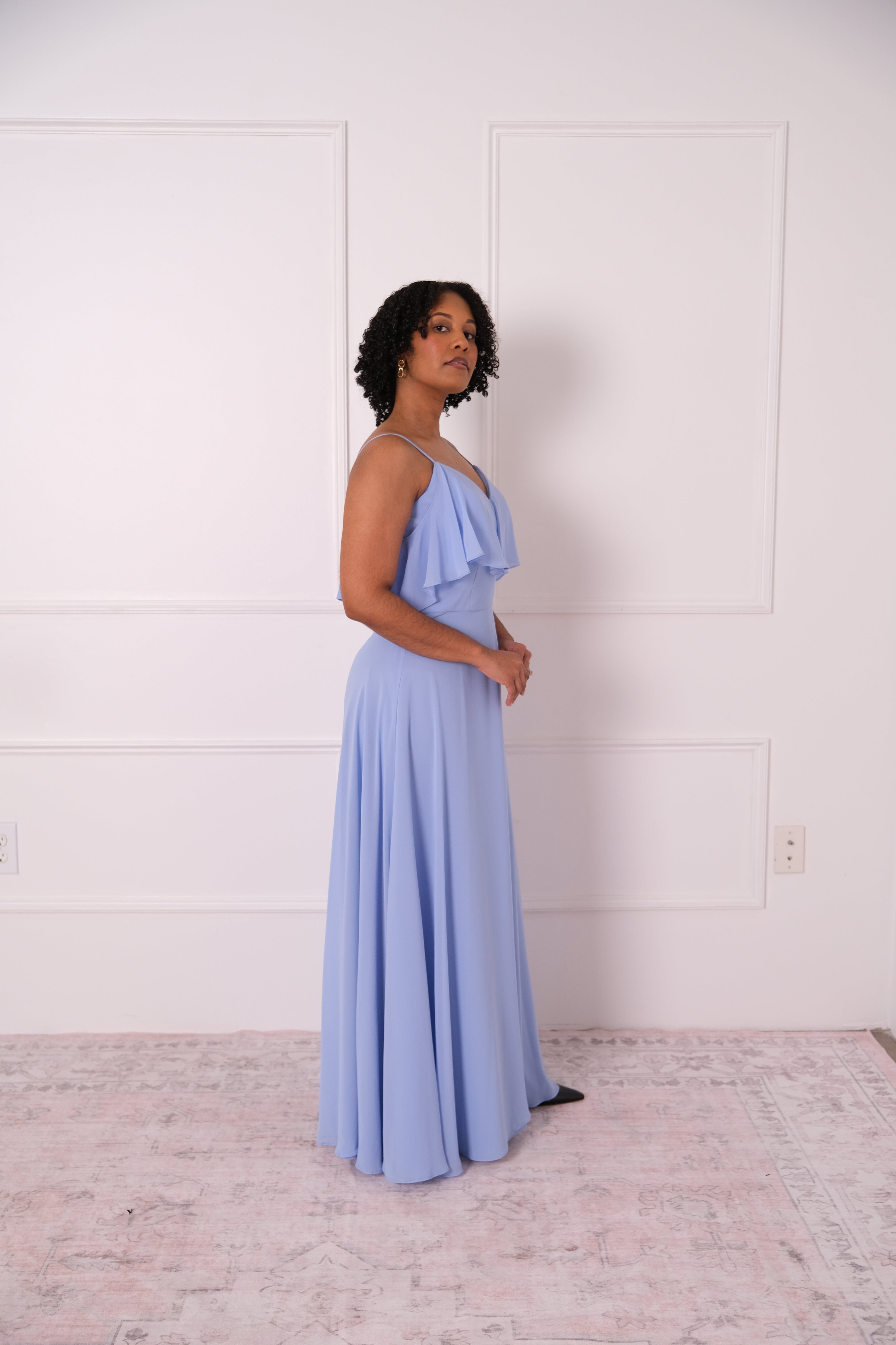 Soft Blue Ruffle Maxi Dress