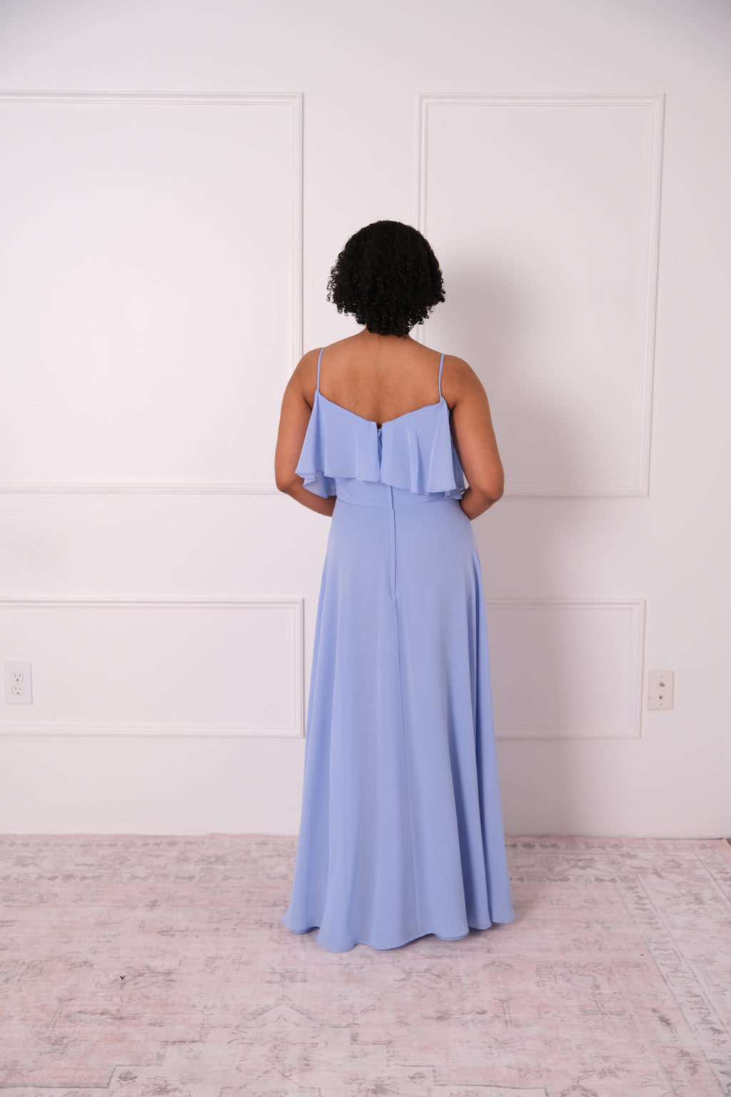 Soft Blue Ruffle Maxi Dress