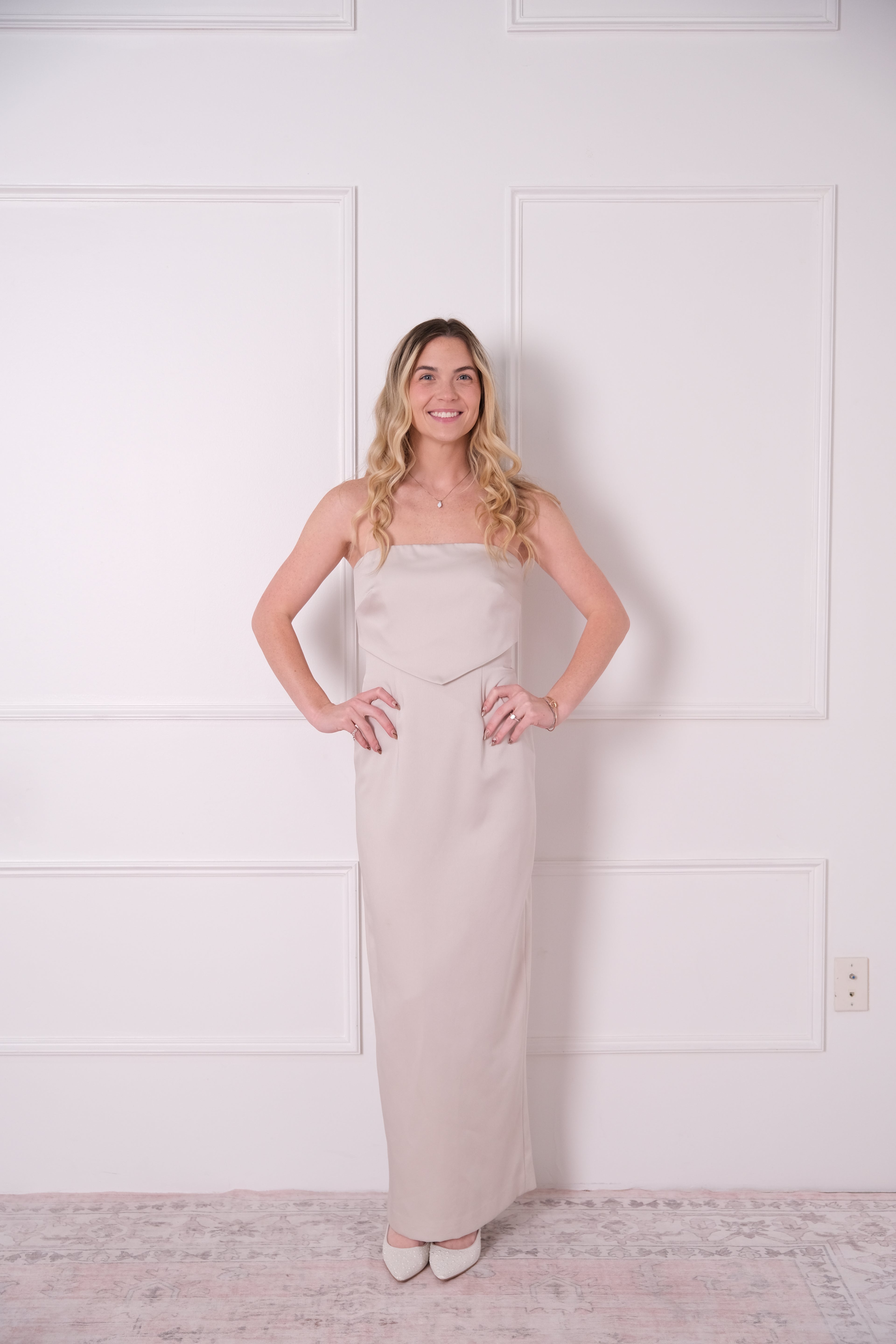 Strapless Satin Column Dress