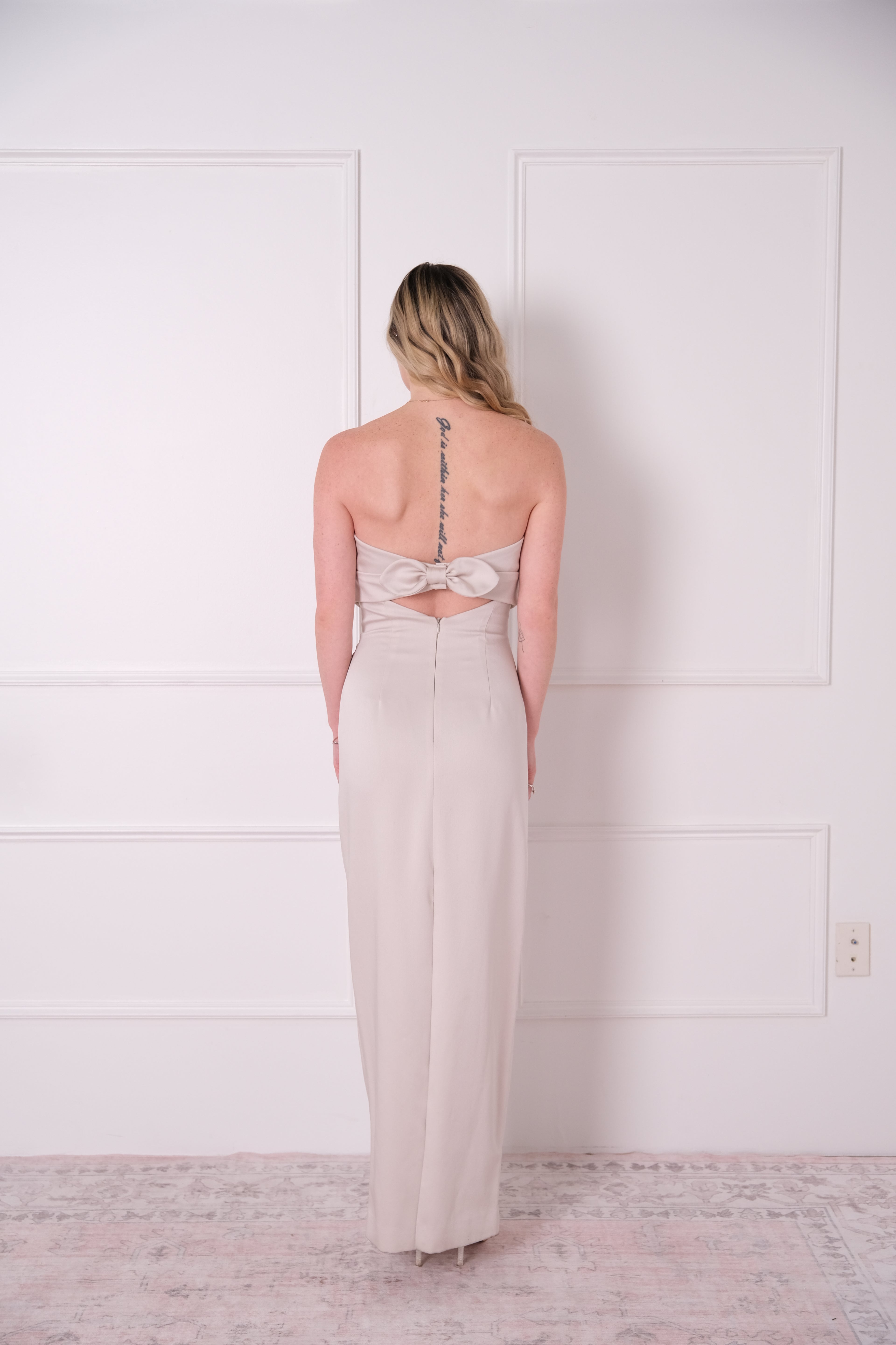 Strapless Satin Column Dress