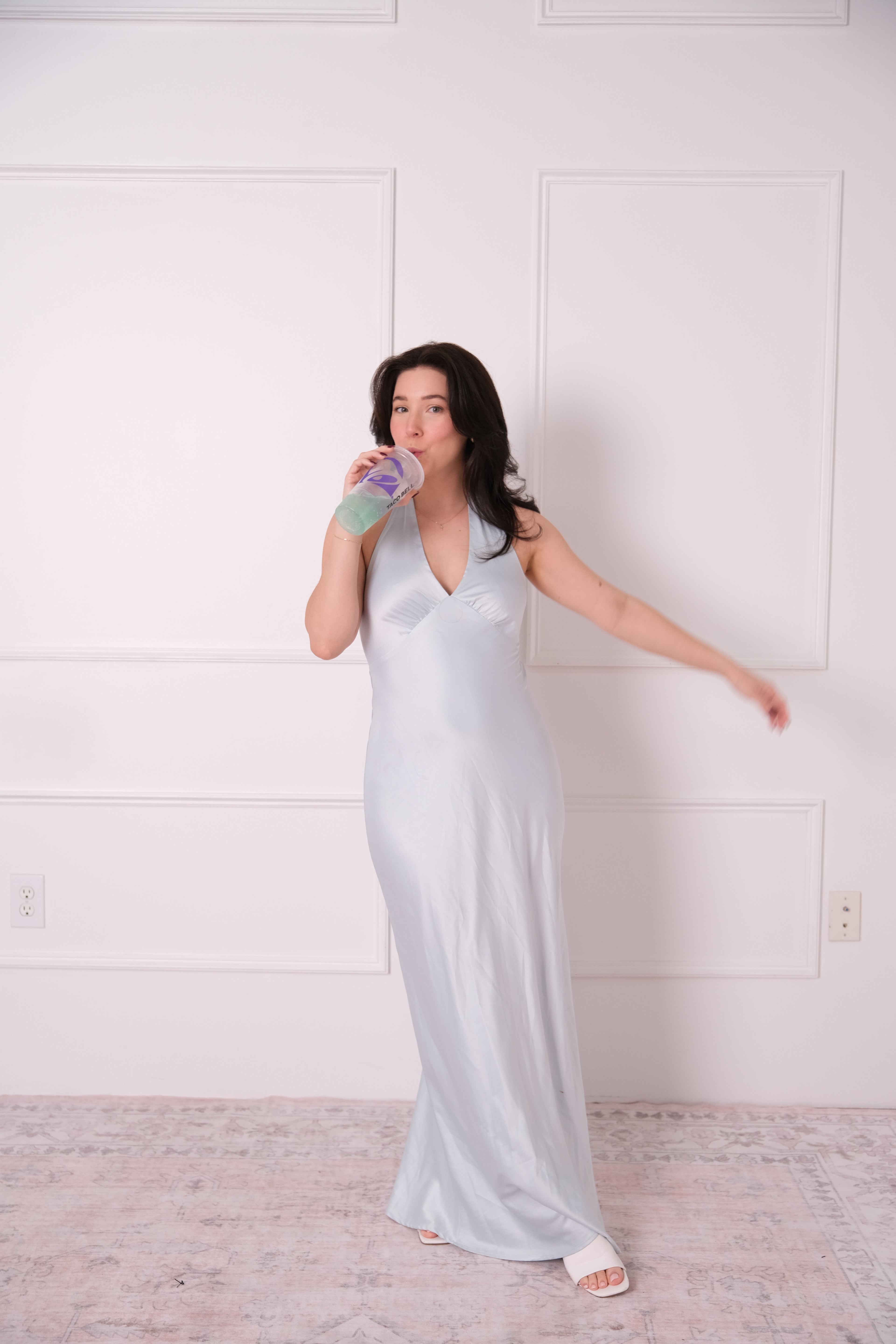 Something blue Soft Tie Halter Maxi