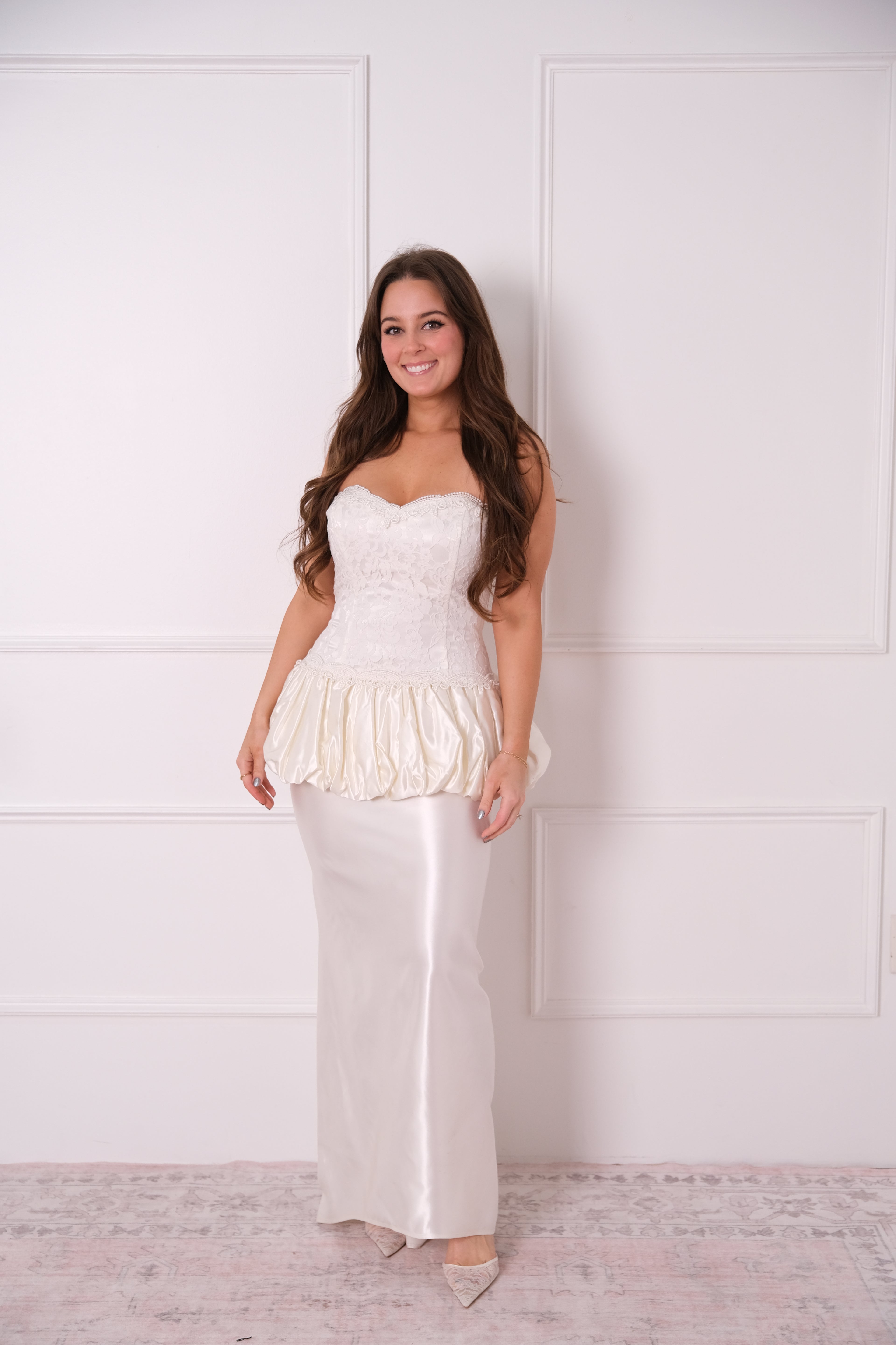 Vintage Peplum Satin Gown