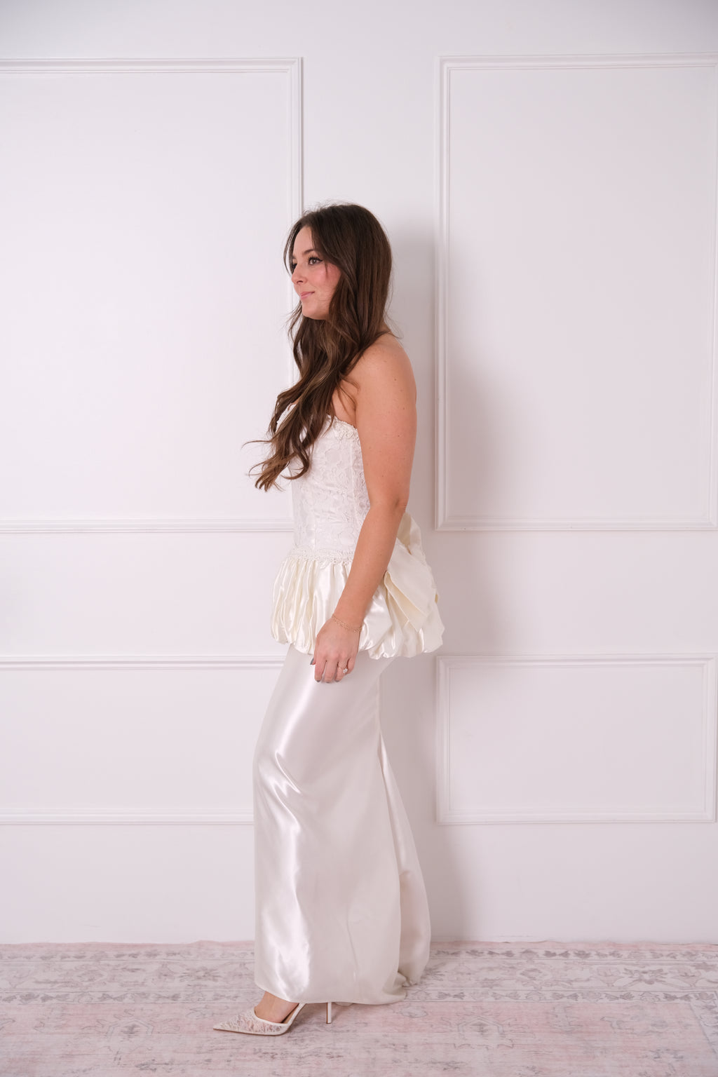 Vintage Peplum Satin Gown
