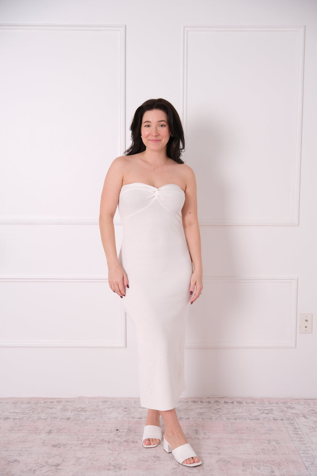 Strapless Ribbed Midi