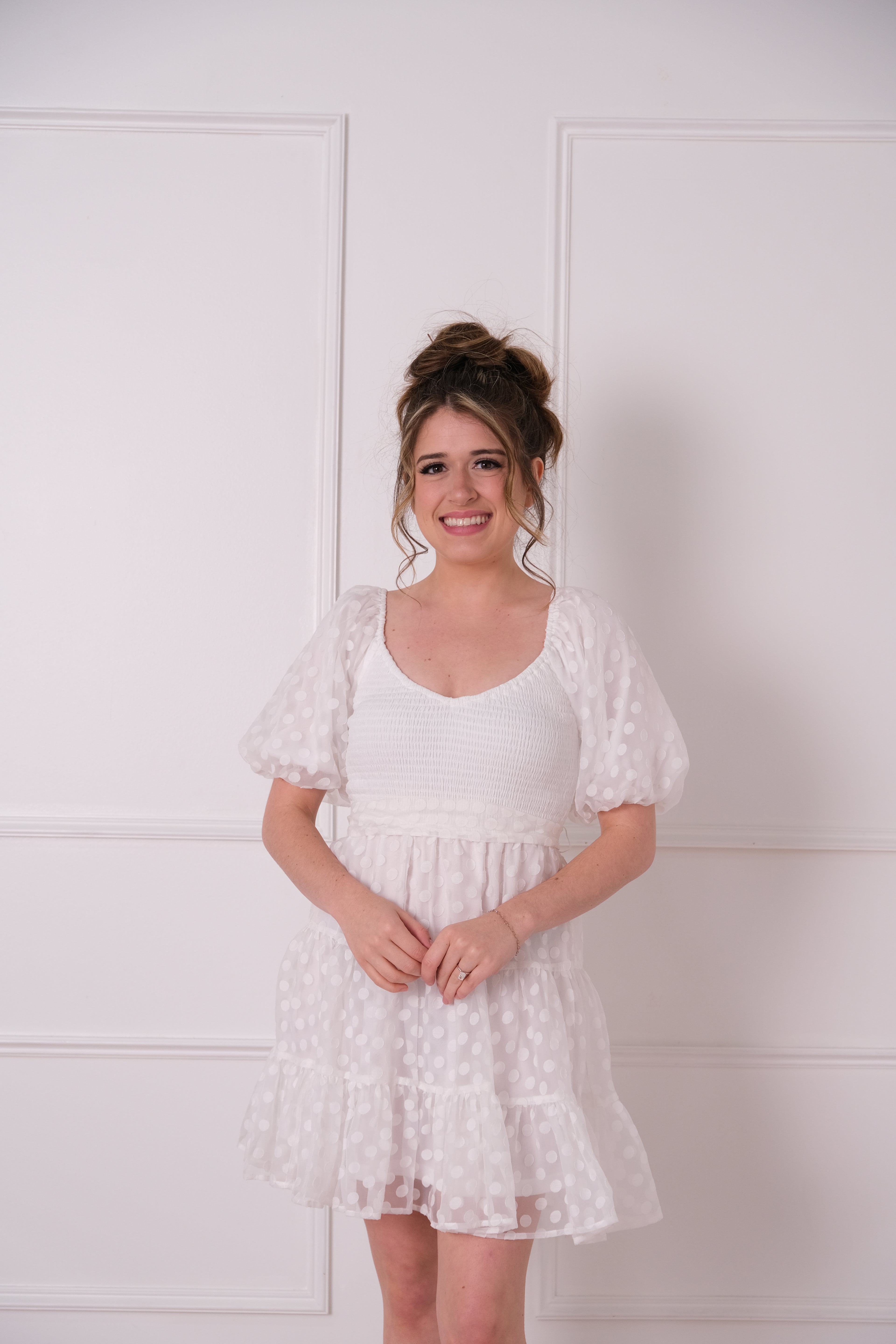 Sweet Escape Swiss Dot Mini Dress