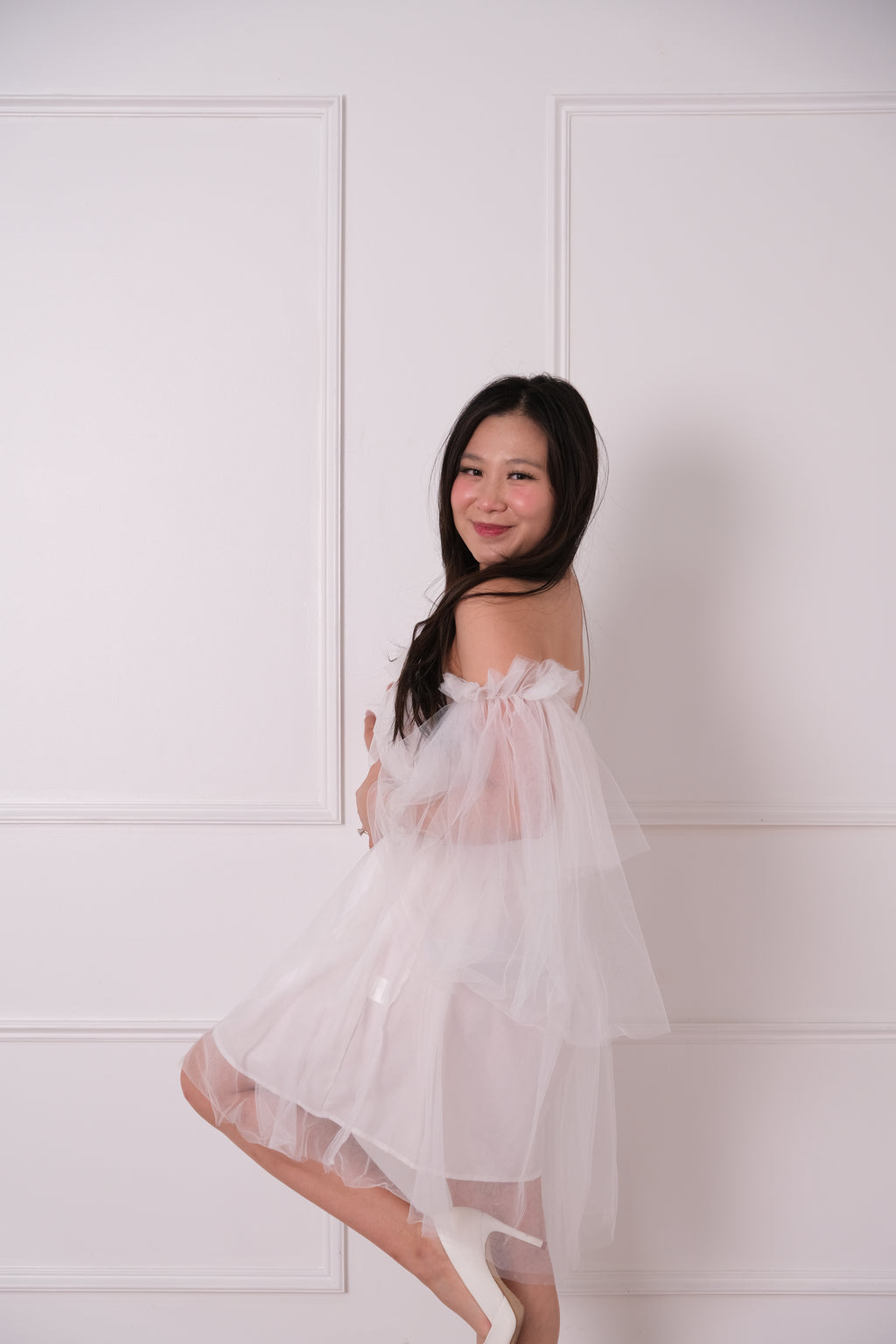 Cloud Nine Tulle Off-the-Shoulder Mini