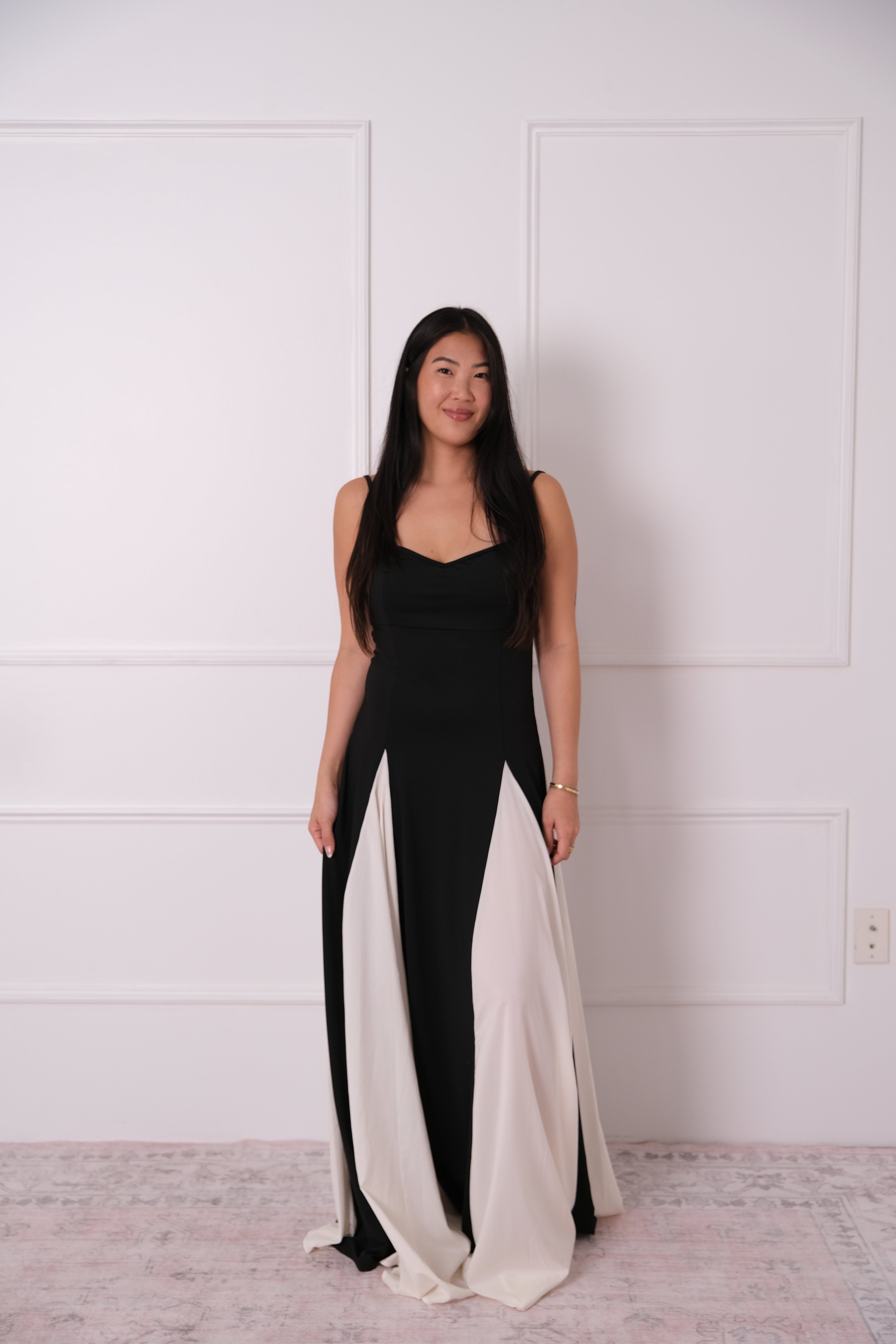 Midnight Contrast Panel Maxi Dress