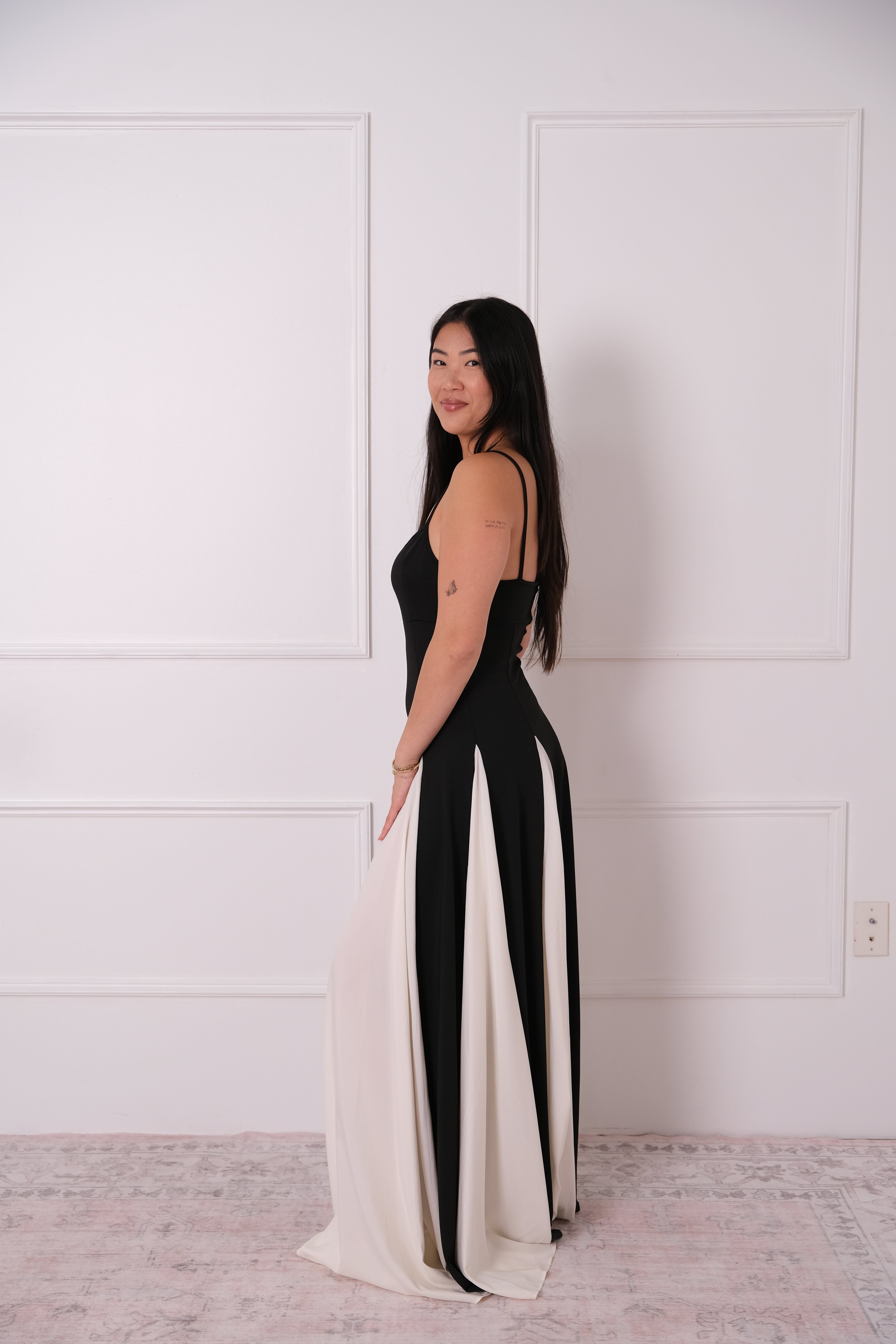 Midnight Contrast Panel Maxi Dress