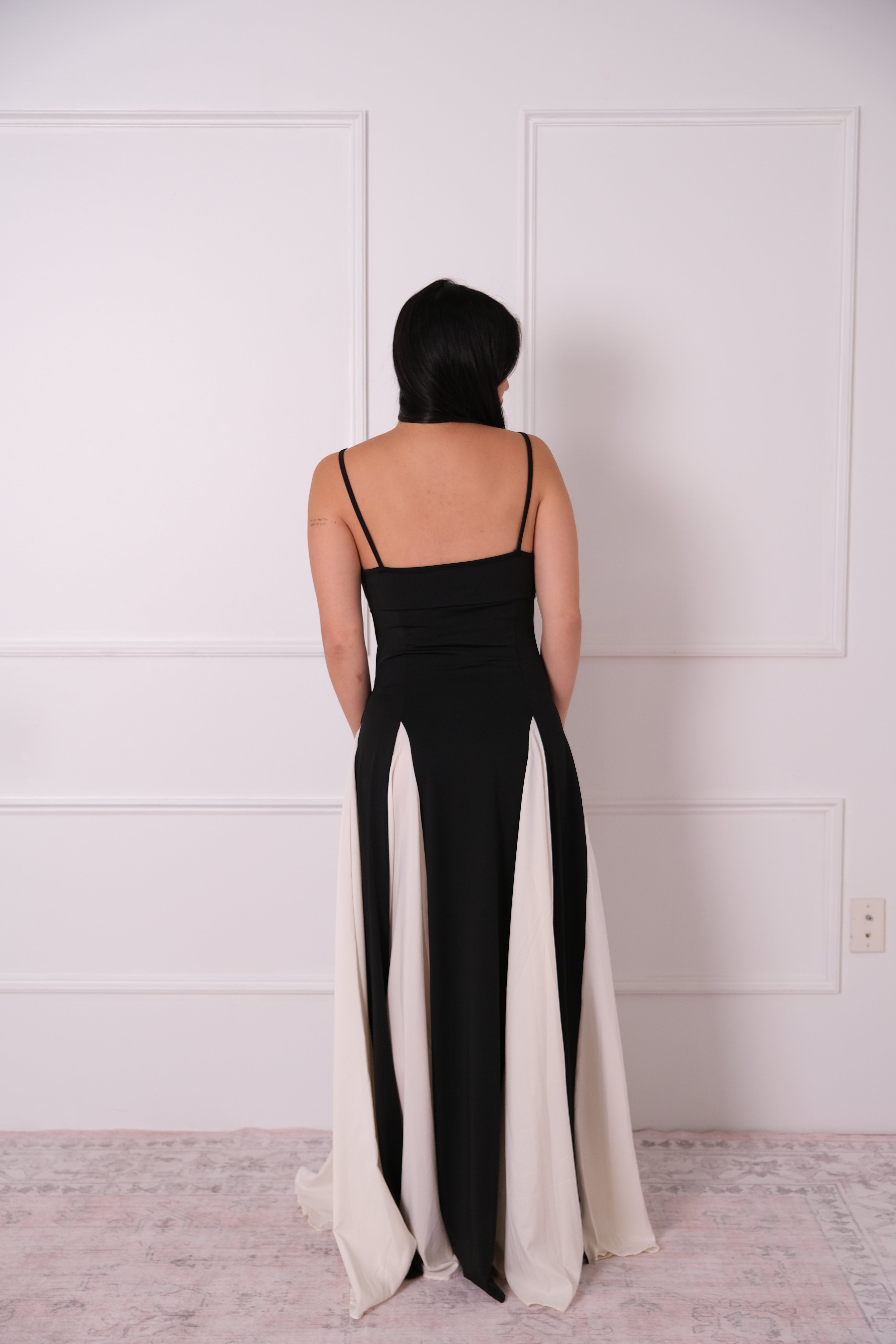Midnight Contrast Panel Maxi Dress