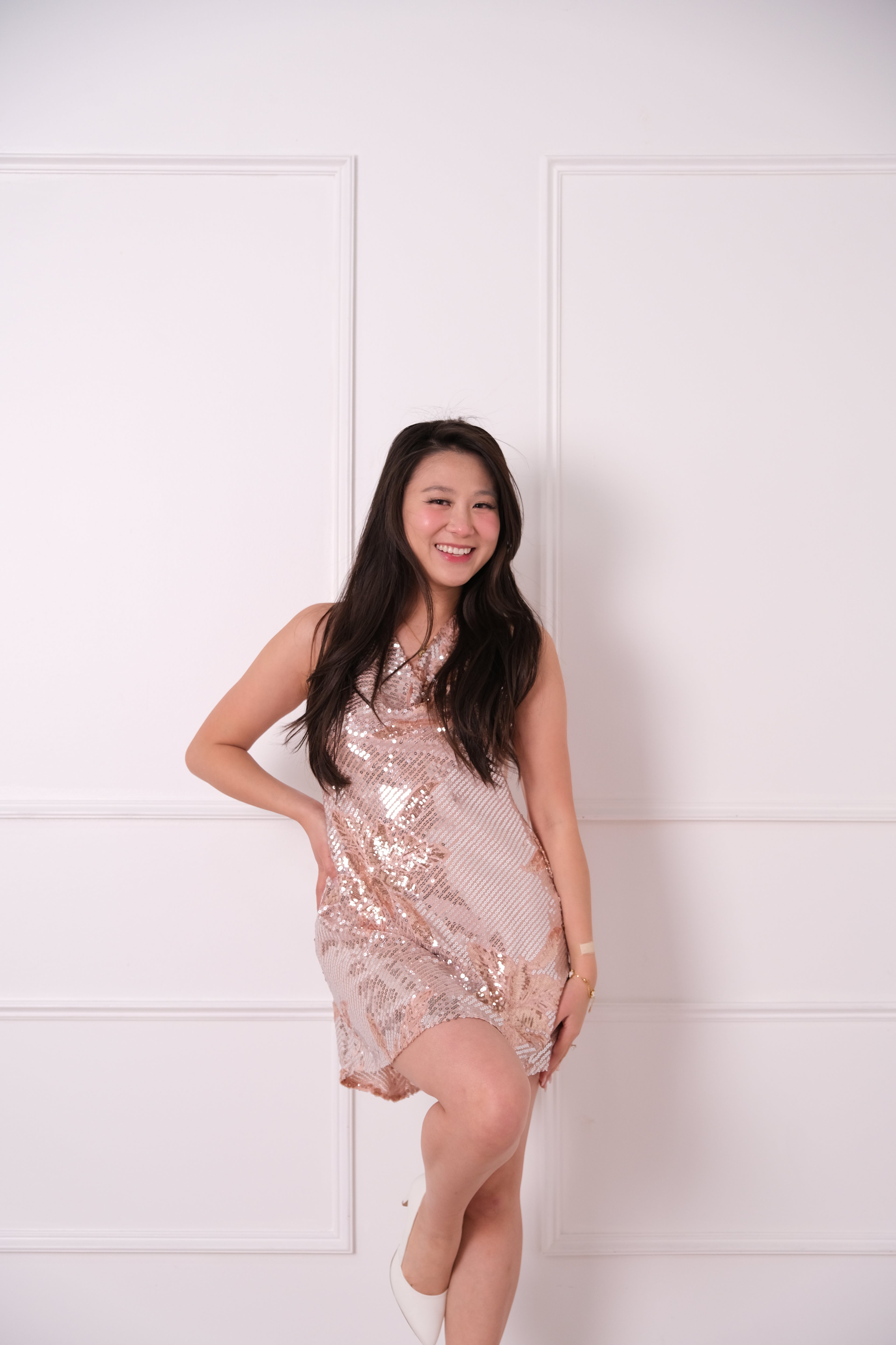 Rose Gold Sequin Mini Dress