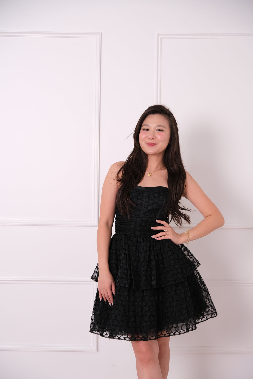 Betsey Johnson Black Lace Strapless Mini