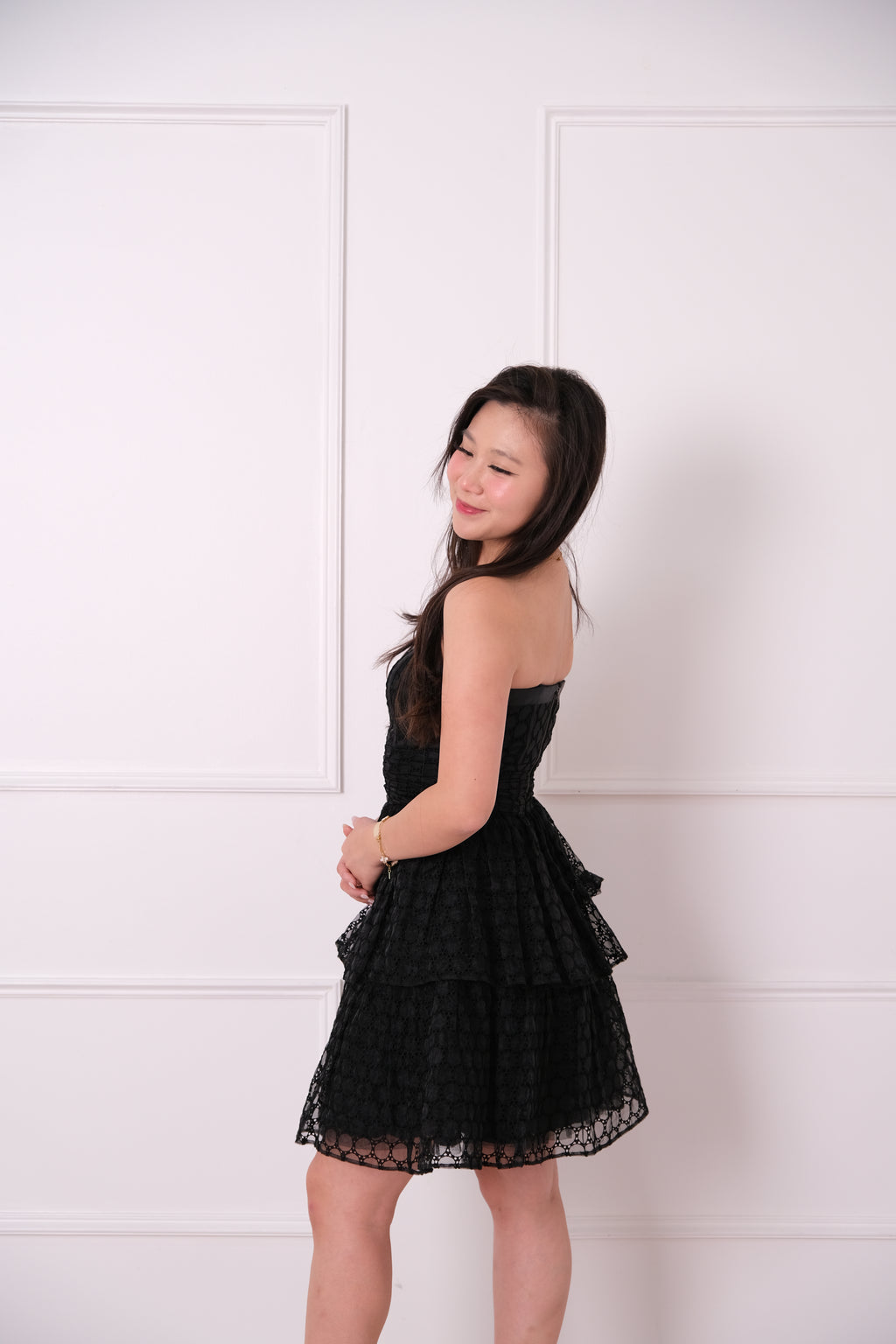 Betsey Johnson Black Lace Strapless Mini