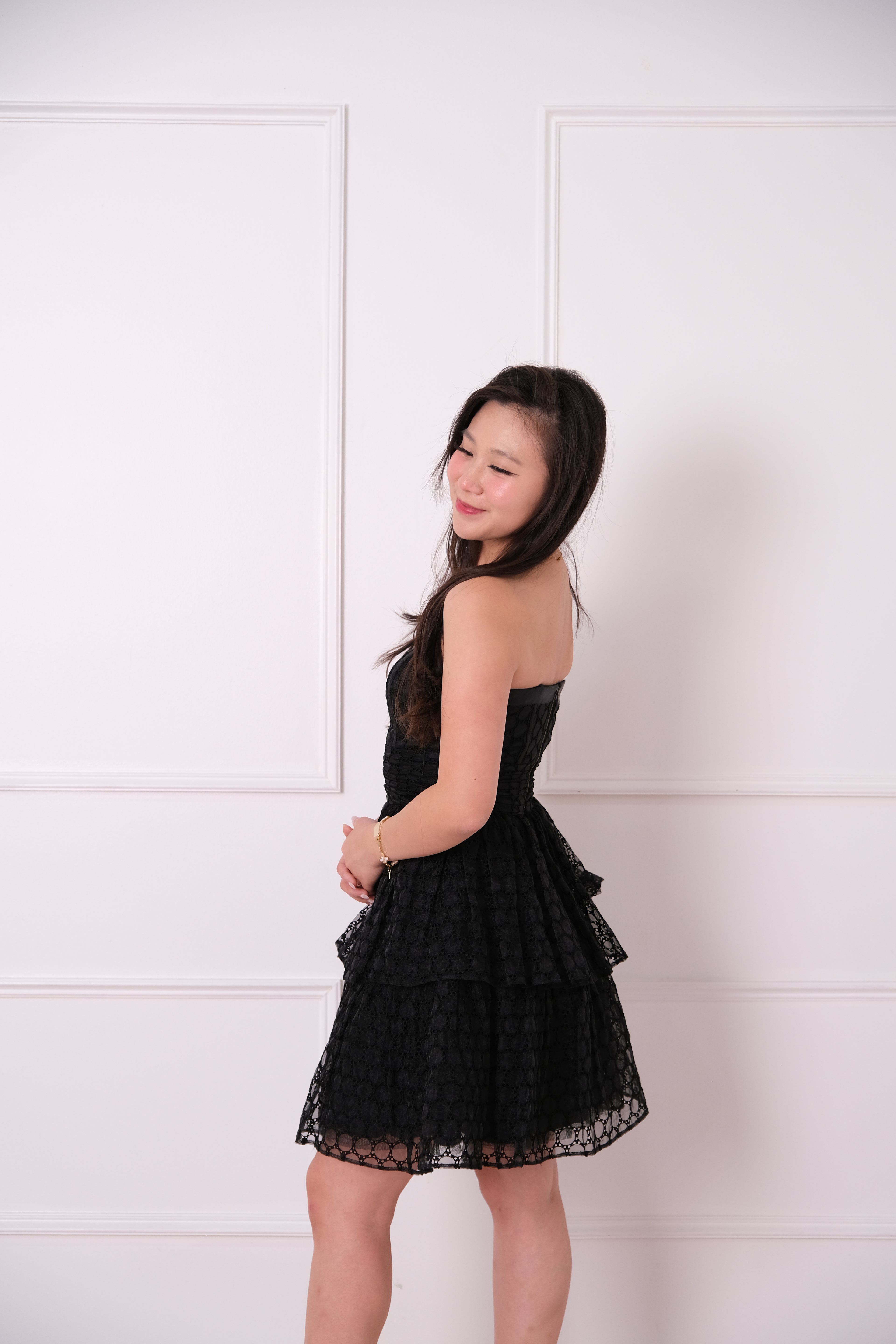 Betsey Johnson Black Lace Strapless Mini