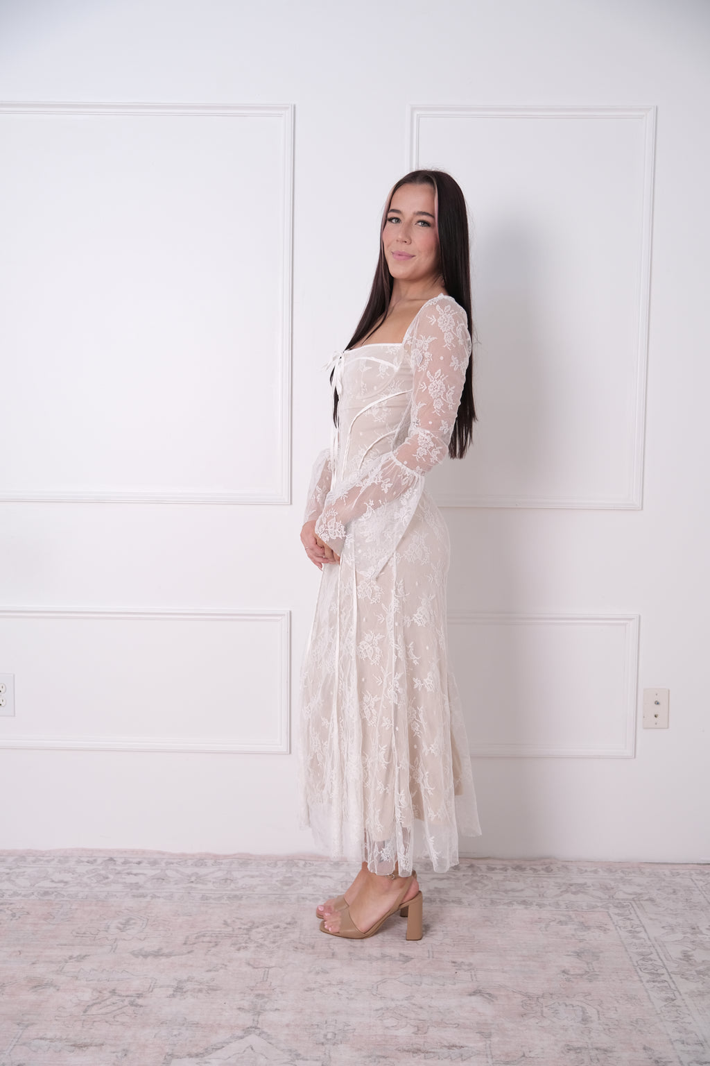 Delilah Floral Long Sleeve Lace Maxi