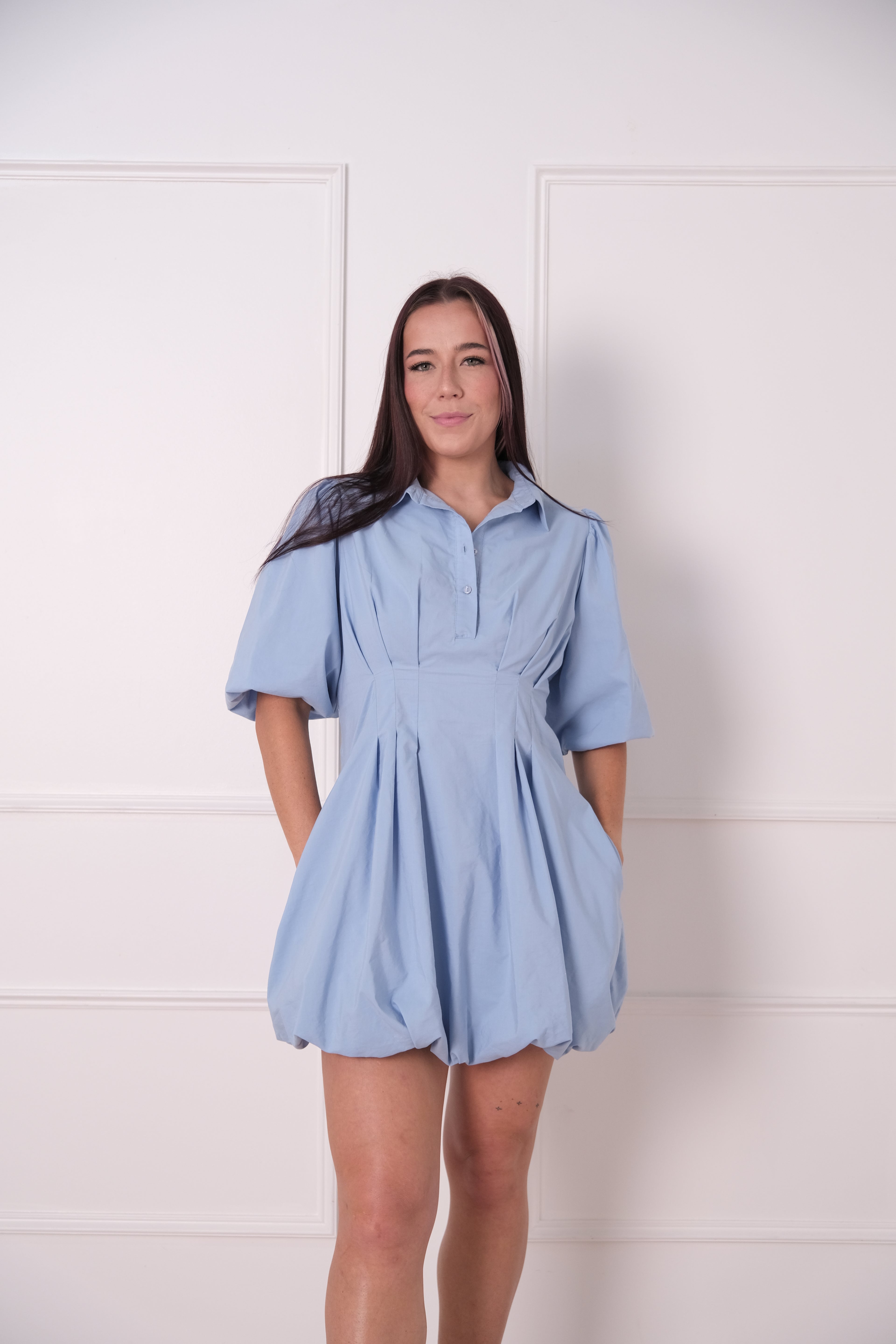 Collared Bubble-Hem Mini