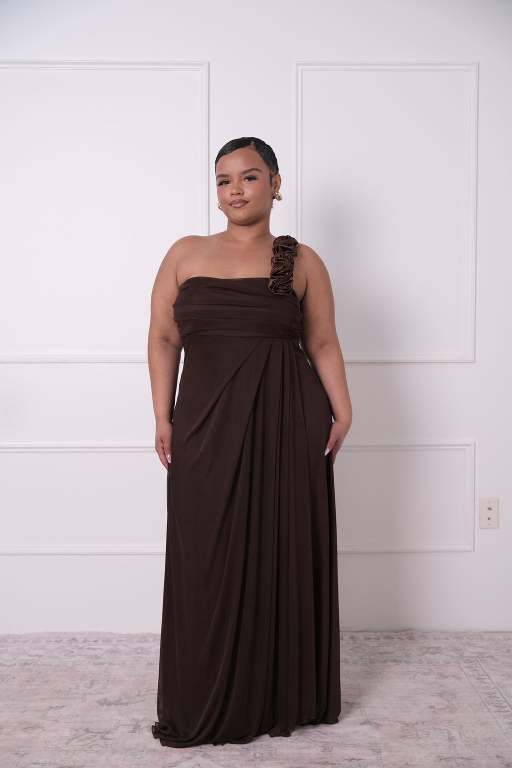 The Chocolate One-Shoulder Gown