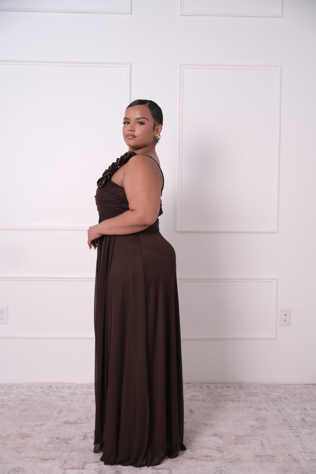 The Chocolate One-Shoulder Gown