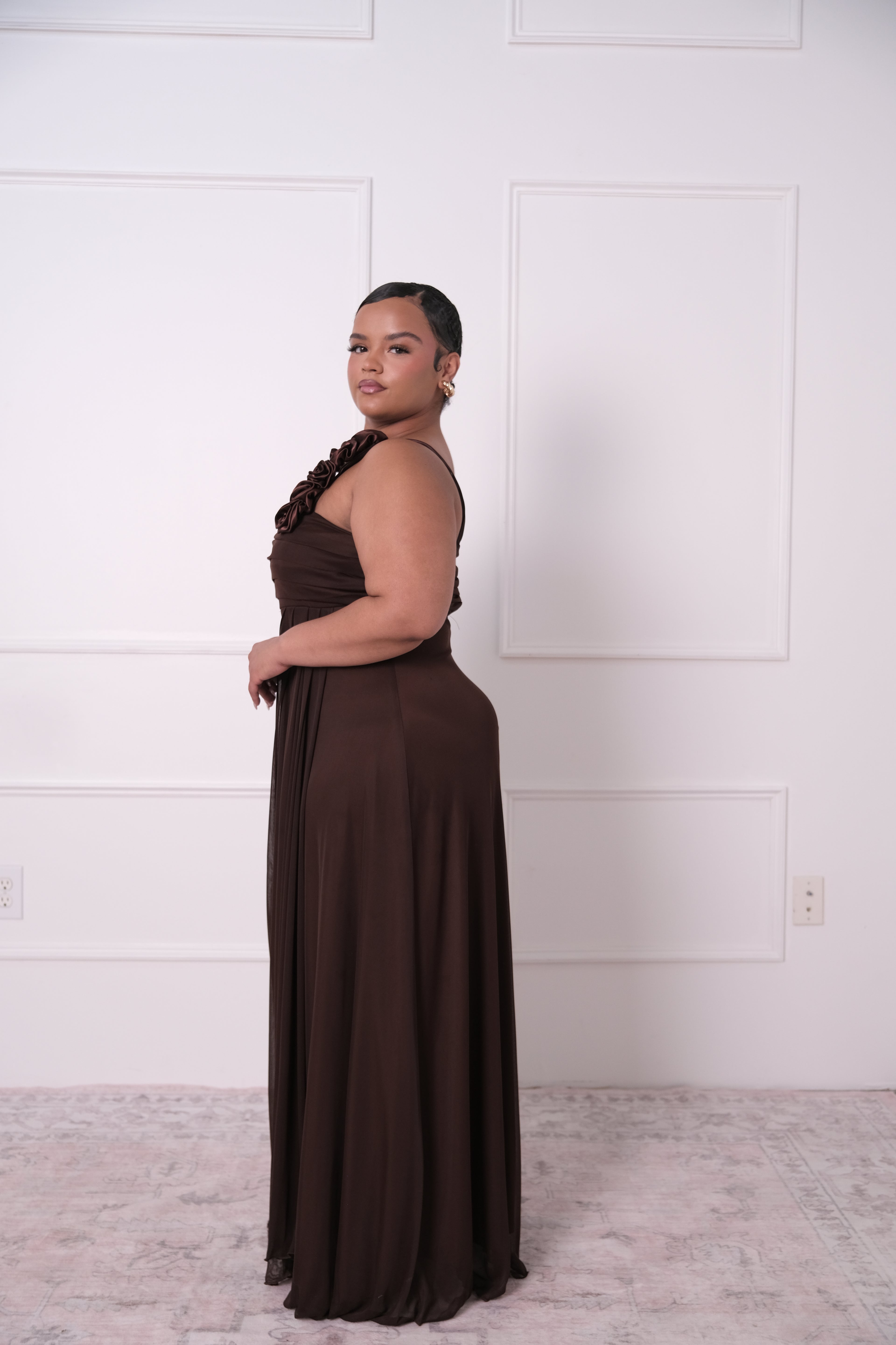 The Chocolate One-Shoulder Gown